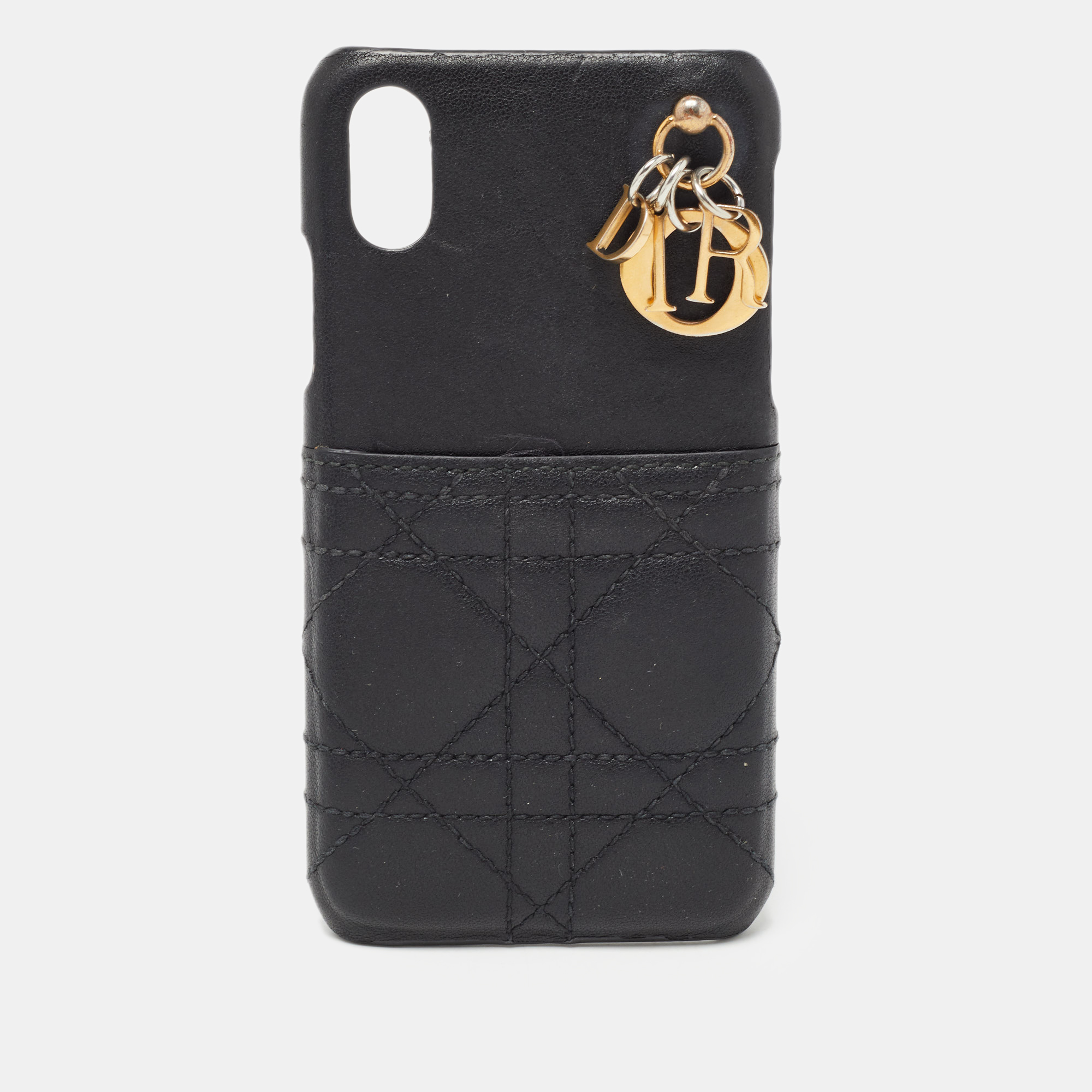Dior black cannage leather lady dior iphone x case