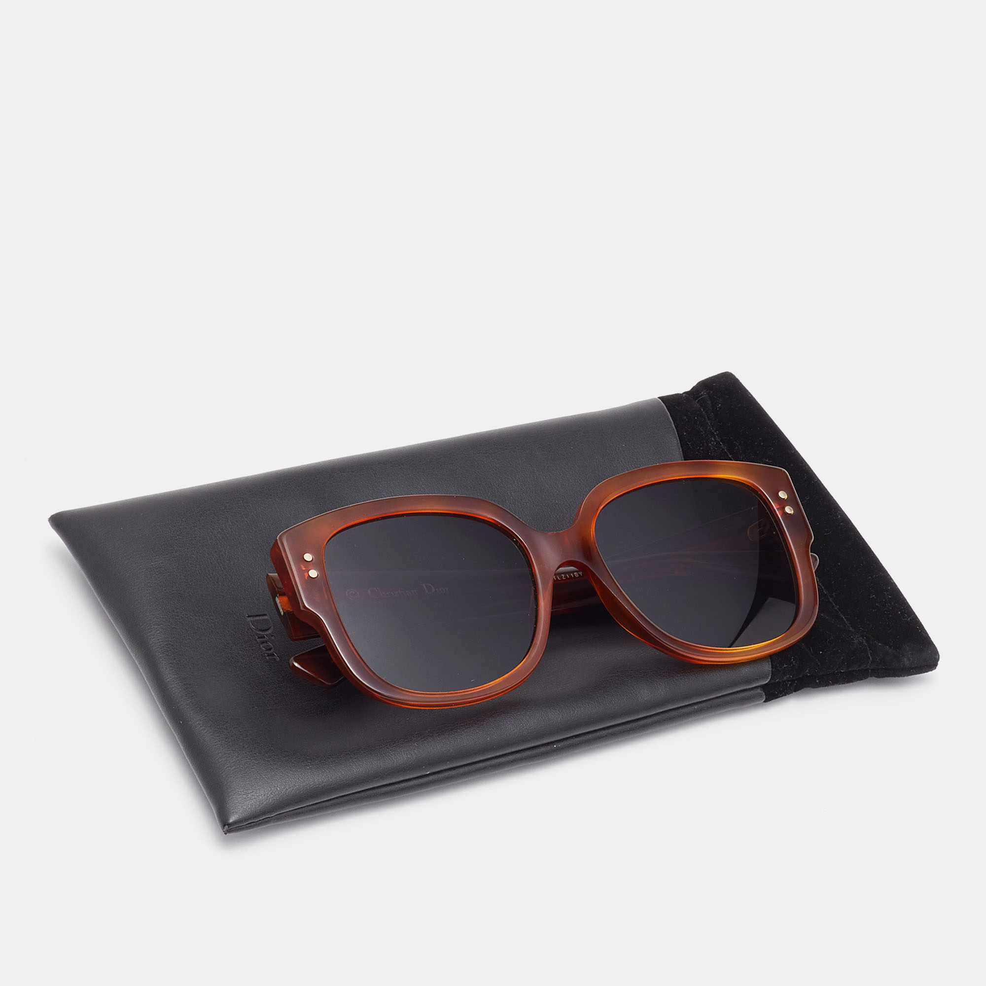 Dior Lady Studs Brown/Grey SX72K Rectangle Sunglasses