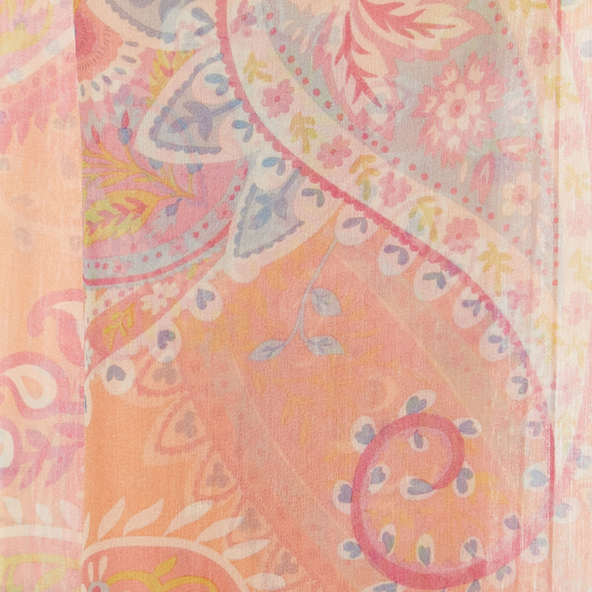 Dior Pink Paisley Print Silk Fringed Stole