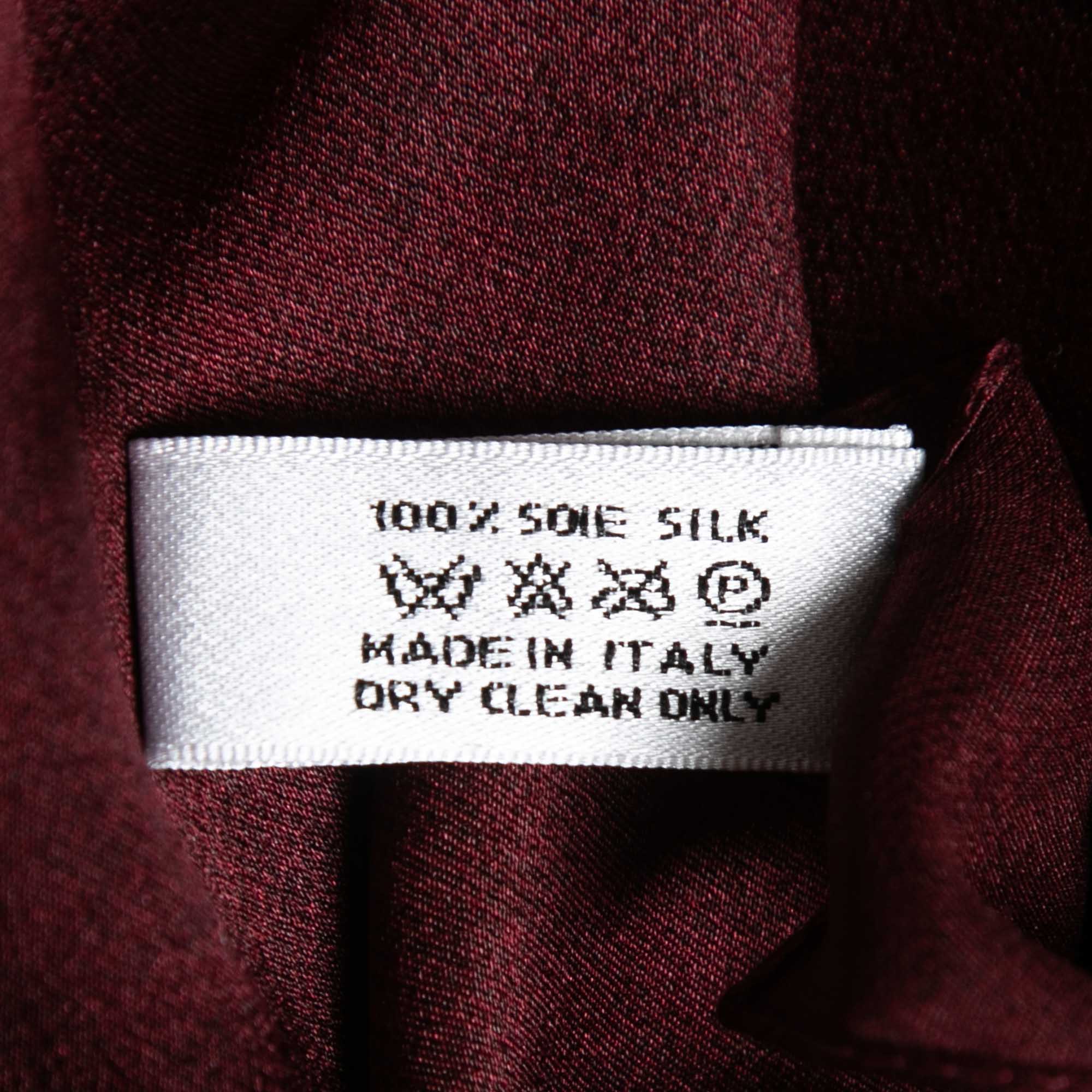 Christian Dior Burgundy Logo Silk Scarf