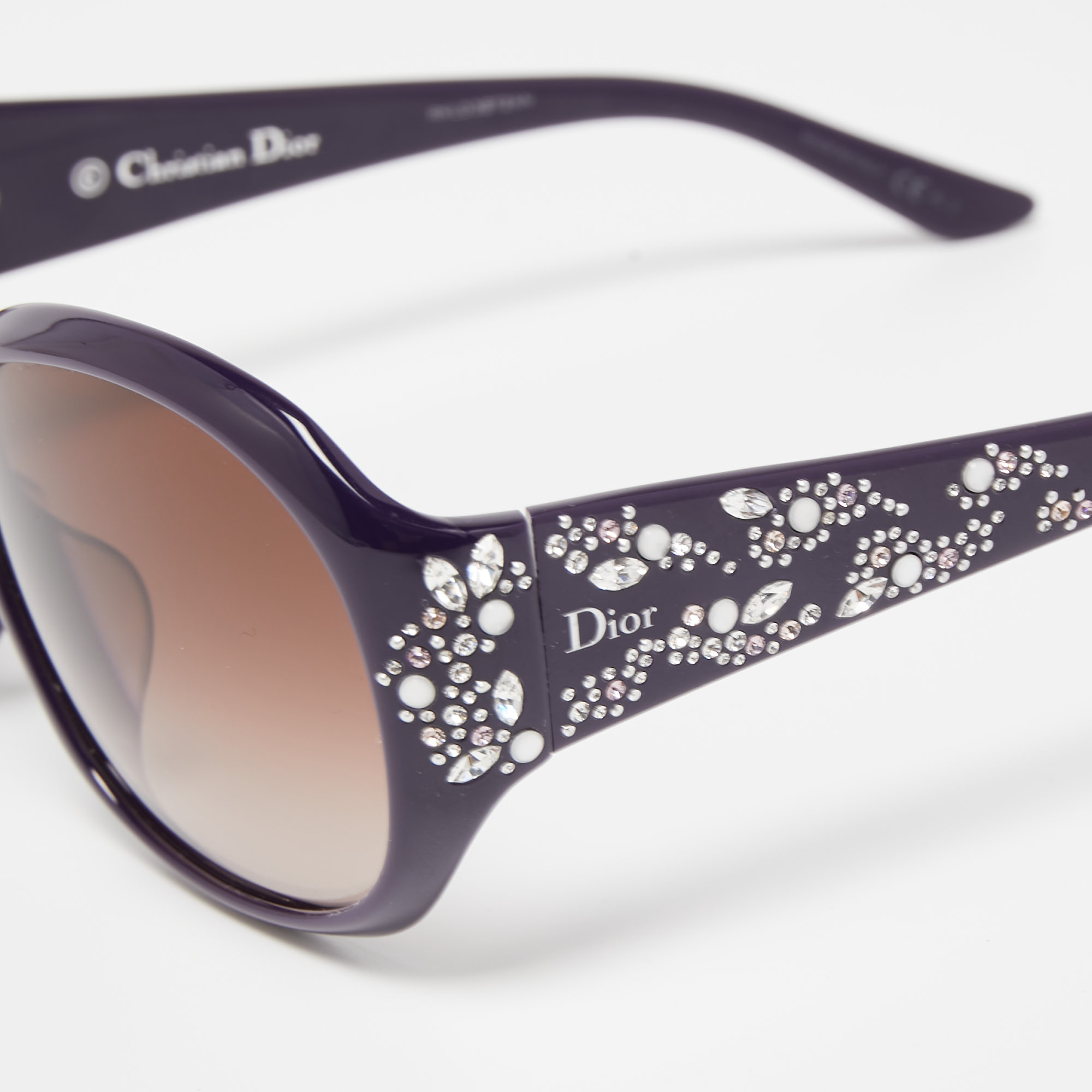 

Dior Purple Gradient MinuitF Crystals Embellished Oversized Sunglasses