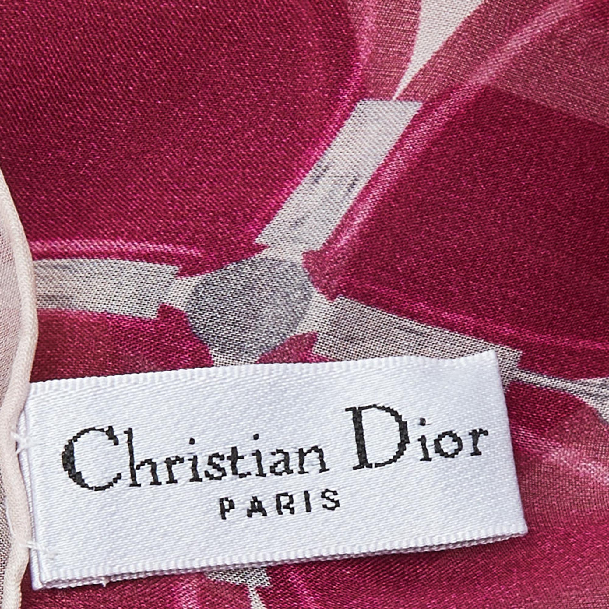 Christian Dior Pink Clover Love Printed Silk Scarf