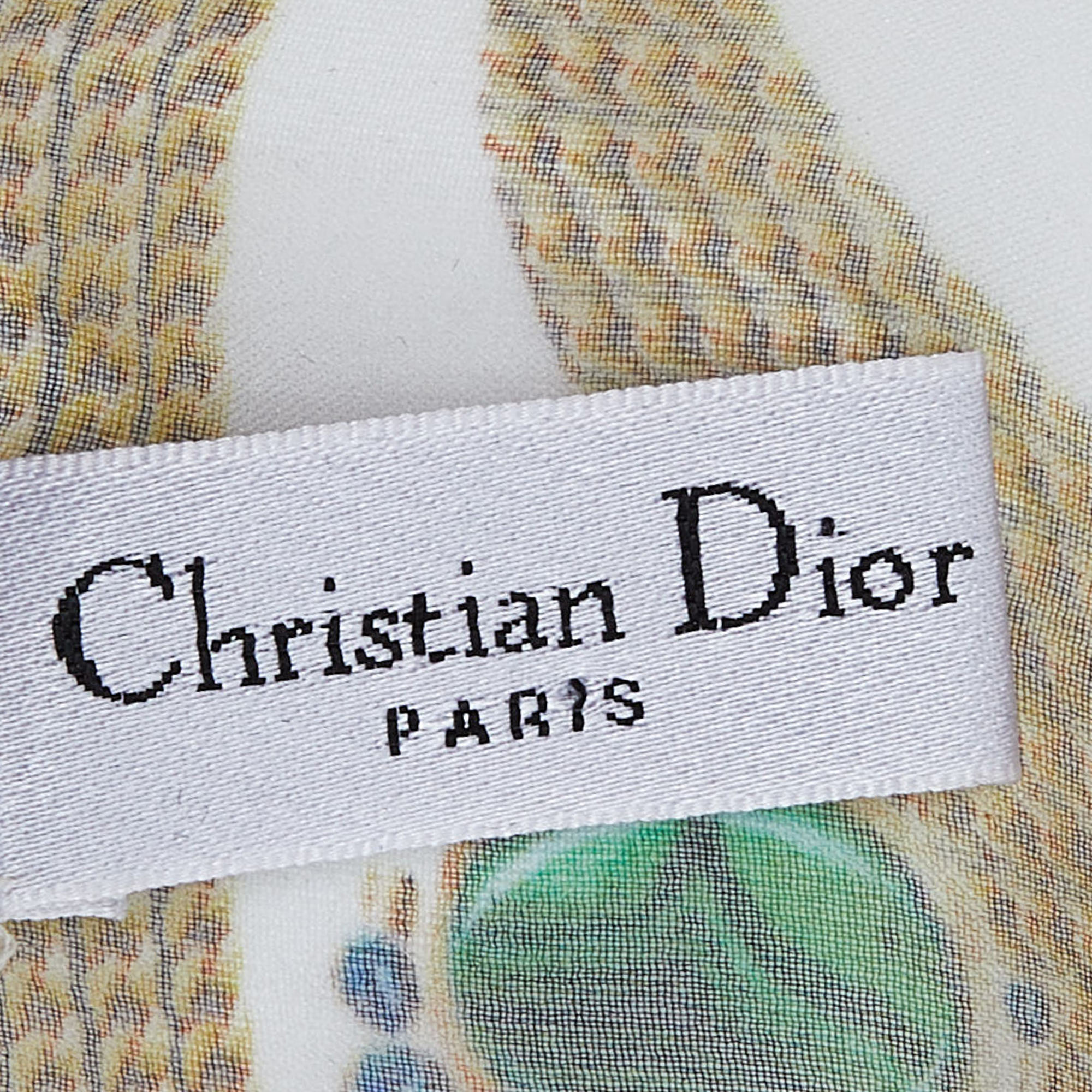 Christian Dior Off-White Jewel Printed Silk  Scarf