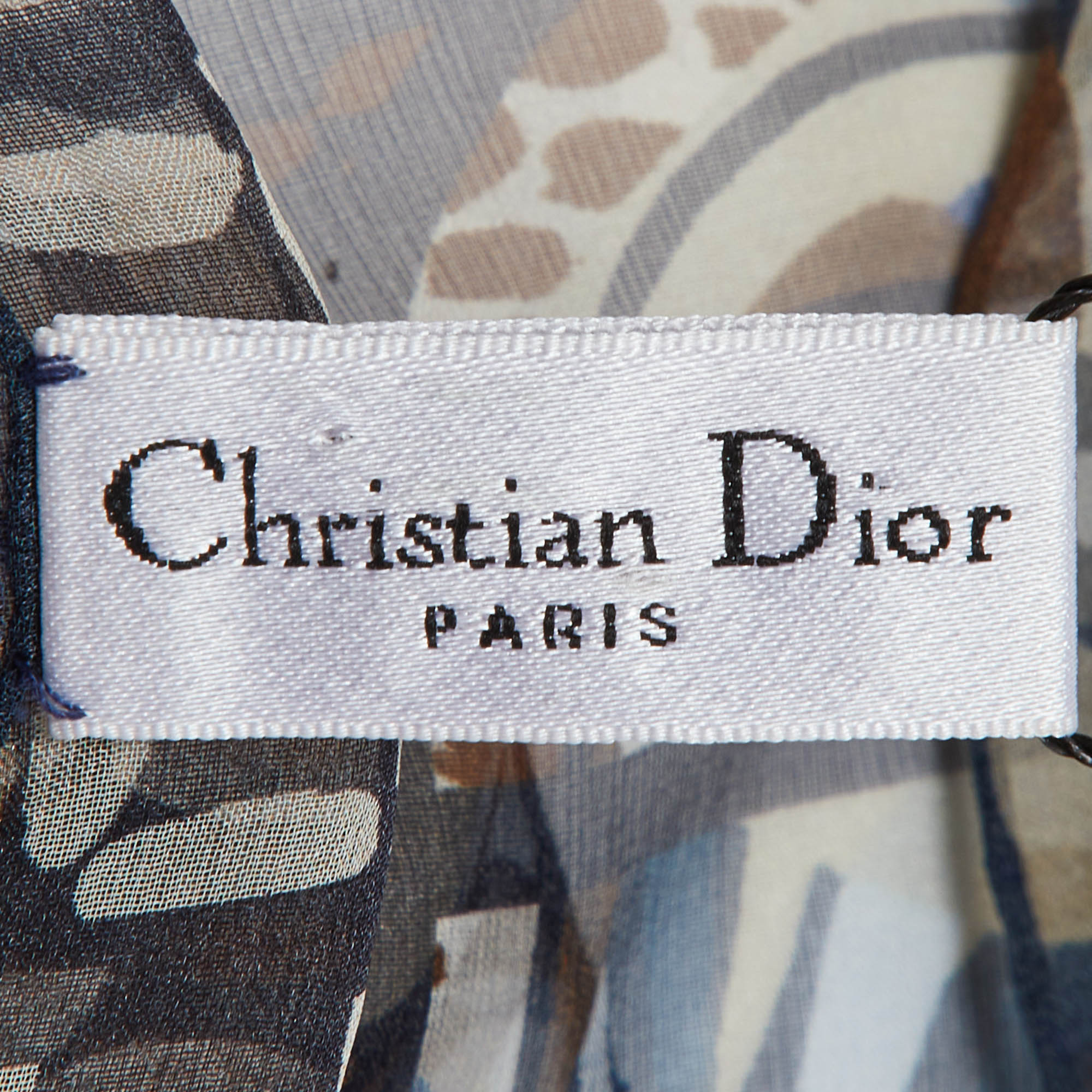 Christian Dior Navy Blue Printed Silk Scarf