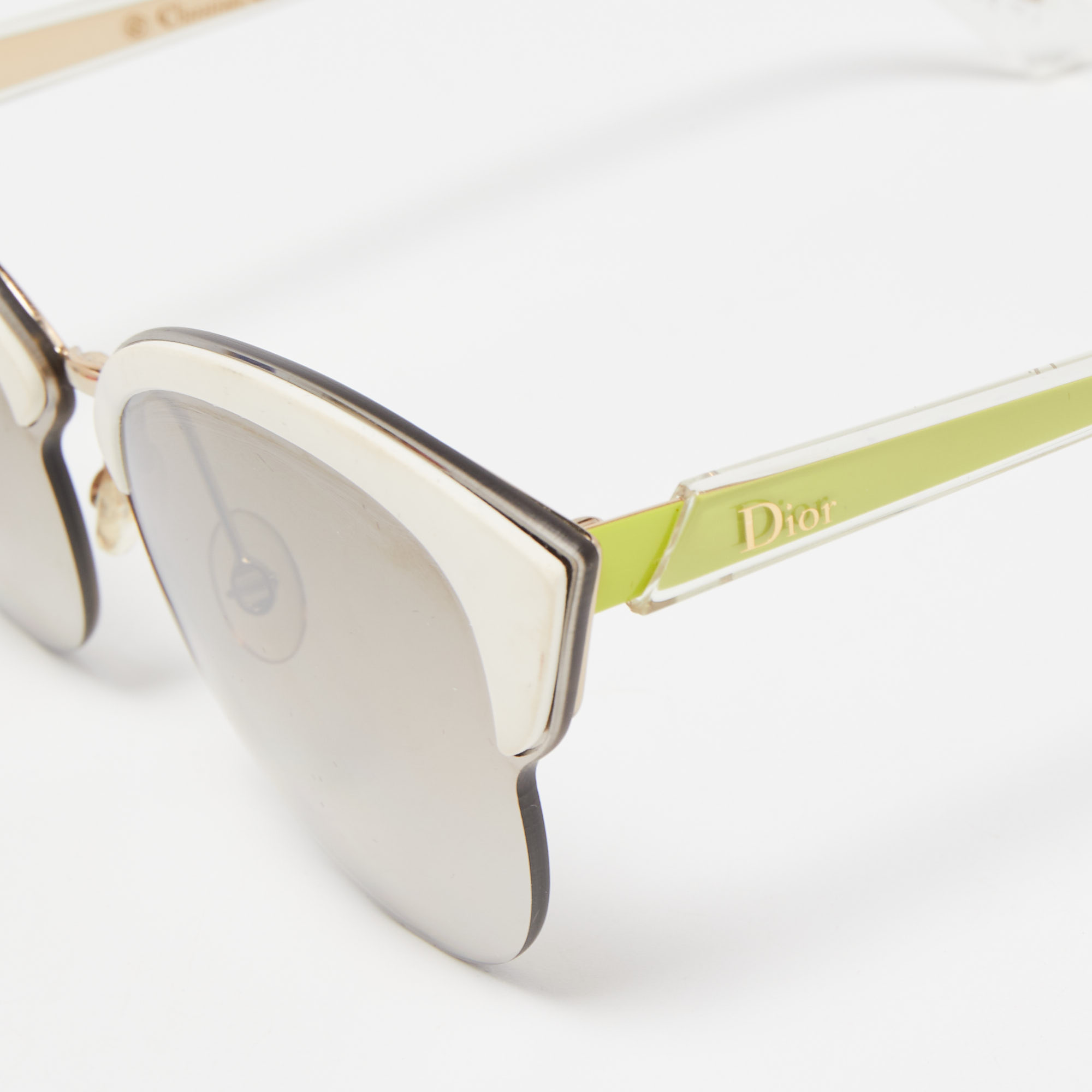 Dior White/Green Gradient Dior Run Aviator Sunglasses