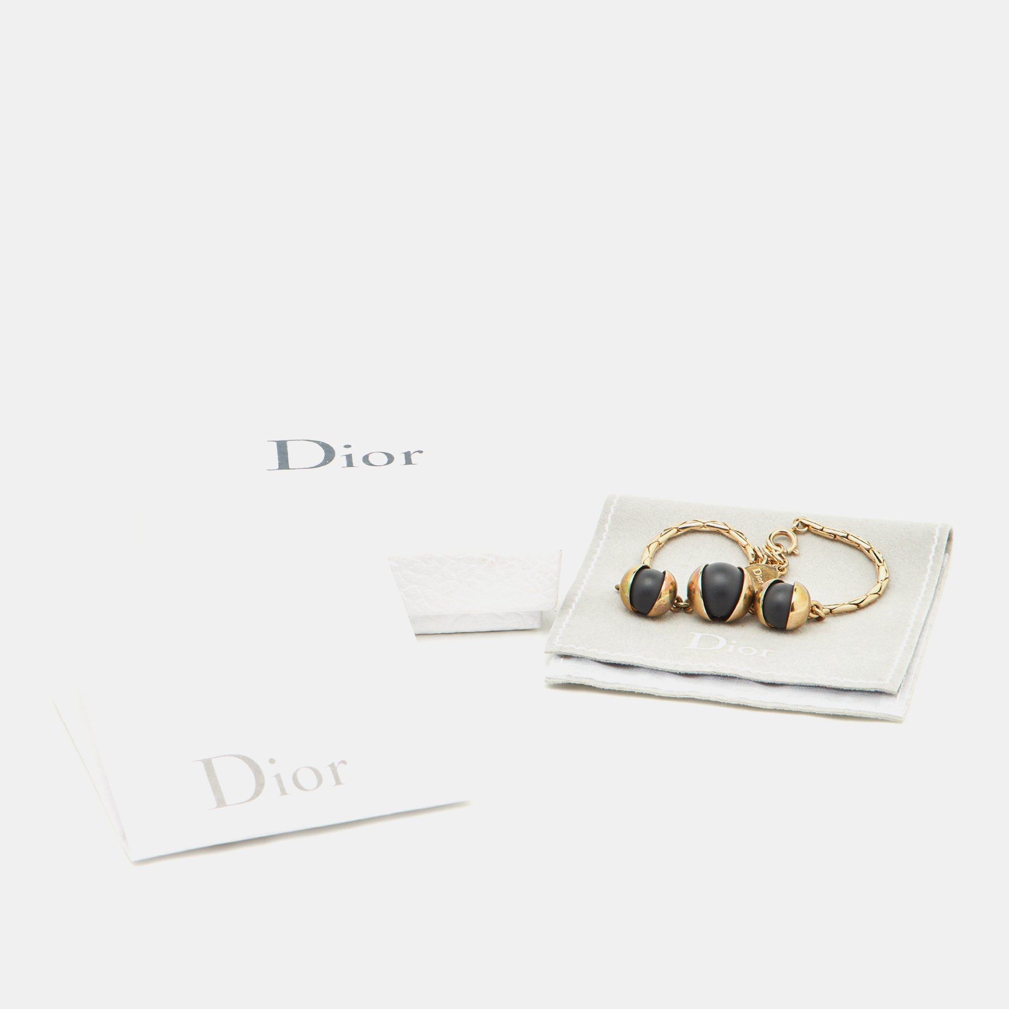 Dior Tribale Black Beads Gold Tone Bracelet