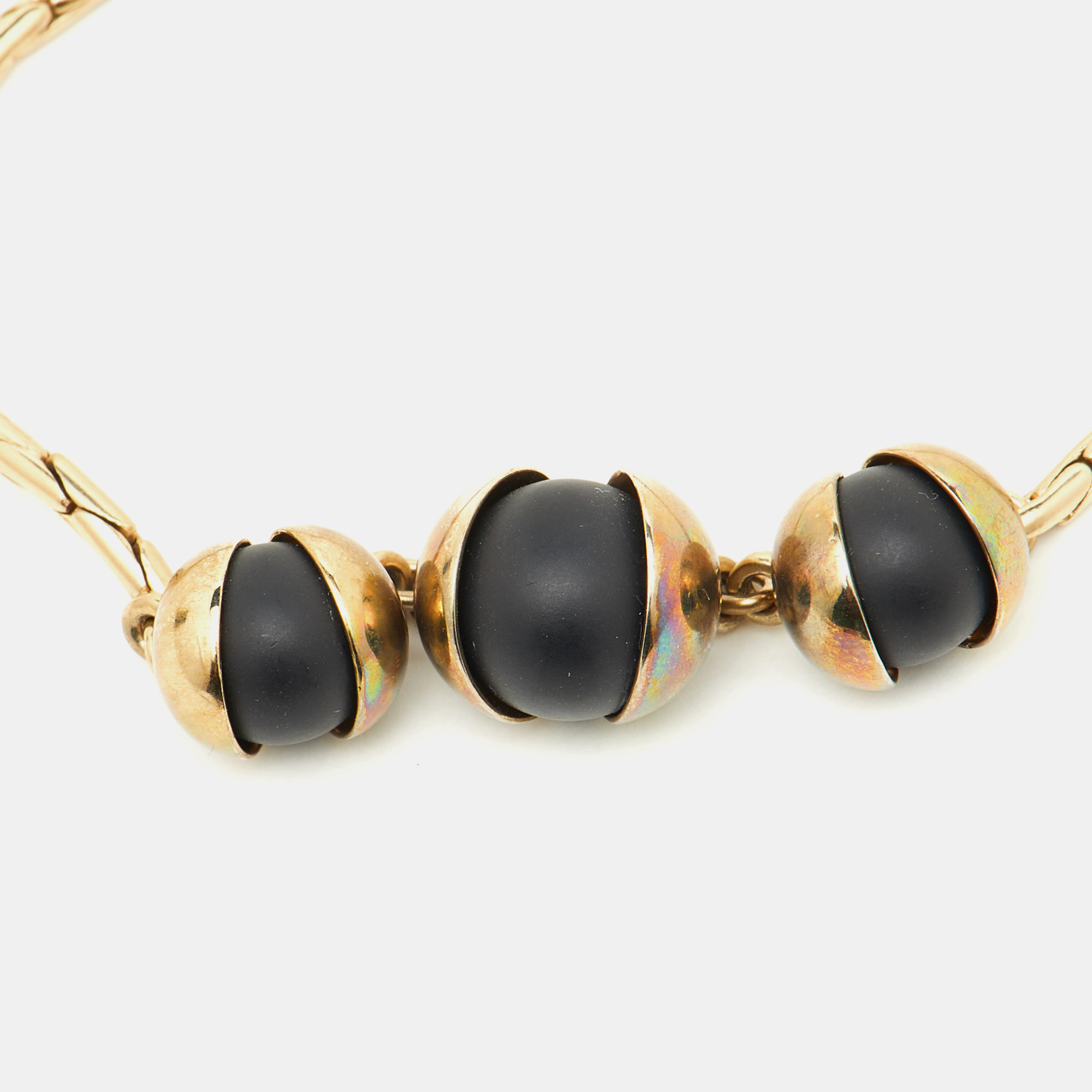 Dior Tribale Black Beads Gold Tone Bracelet