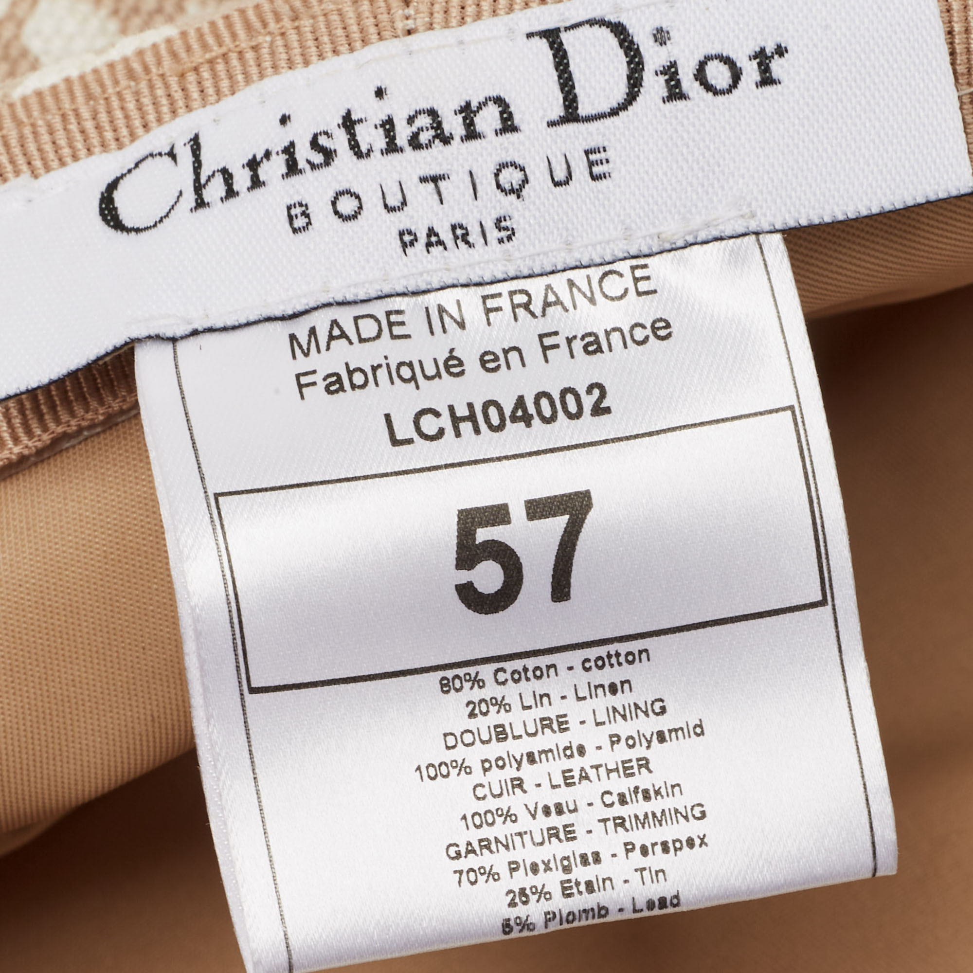 Dior Vintage Beige Diorissimo Cotton Charms Embellished Paper Boy Beret Hat