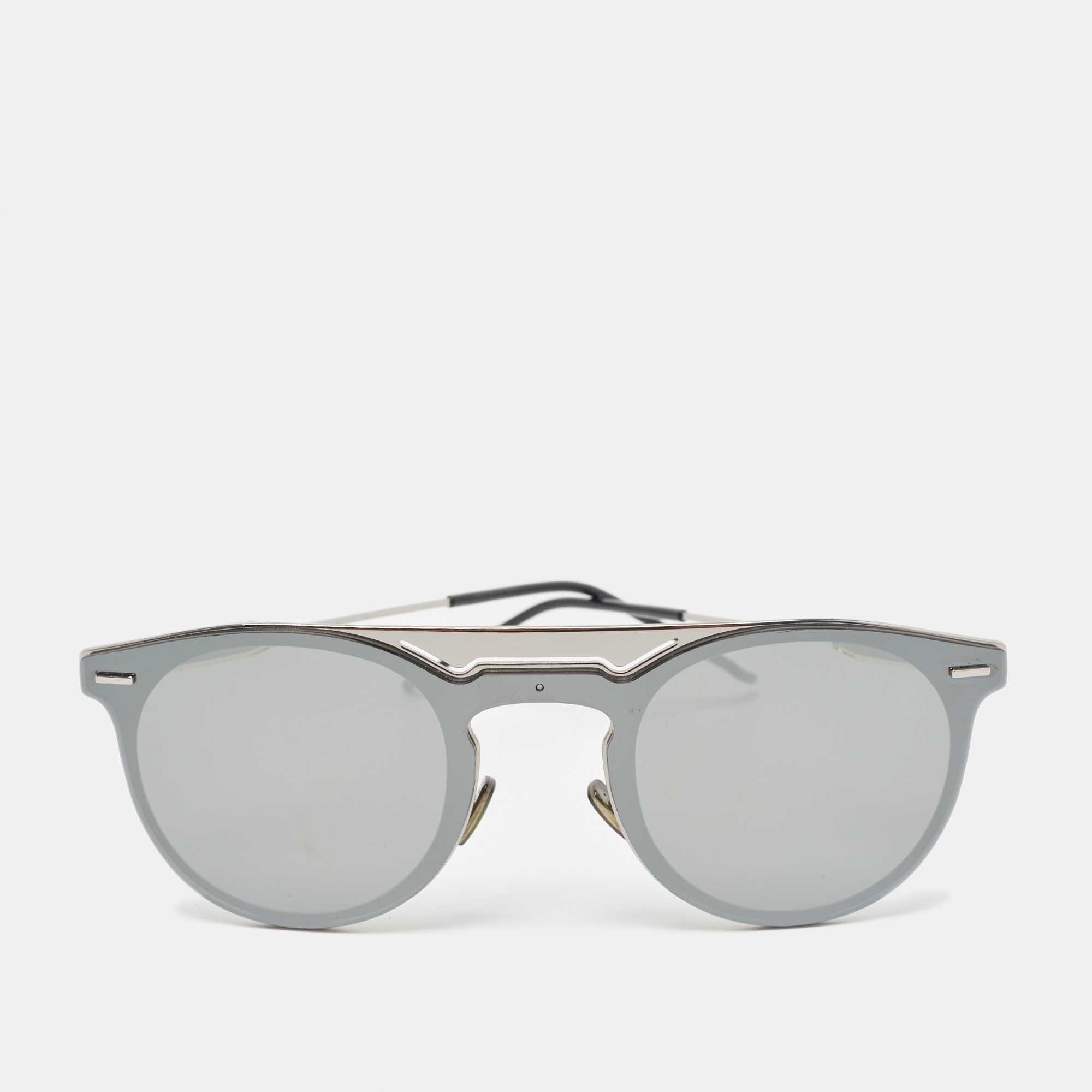 Dior homme grey mirrored 0211s round sunglasses