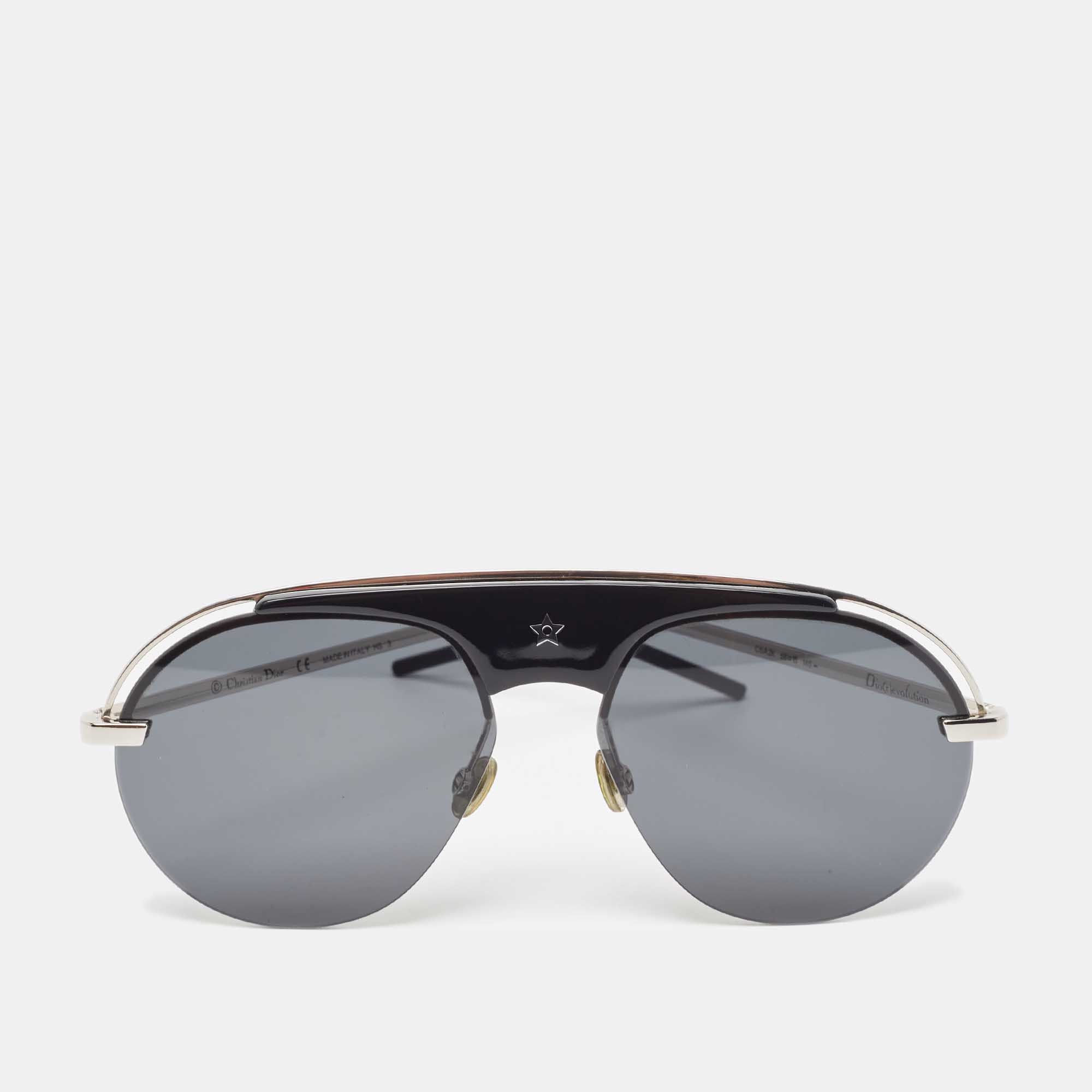 Dior black/silver diorevolution pilot aviator sunglasses