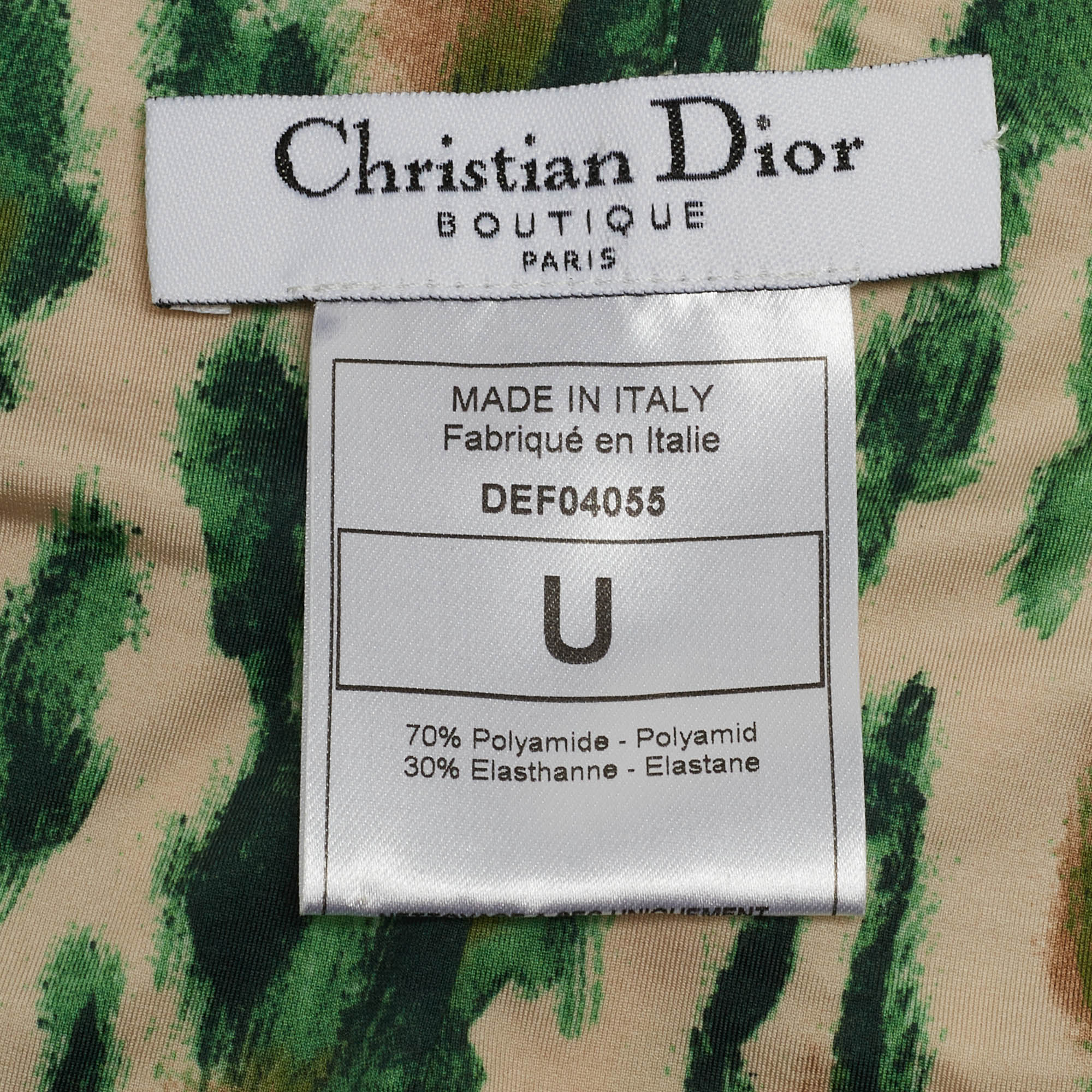 Dior Vintage Beige/Green Leopard Print Nylon Head Band One Size