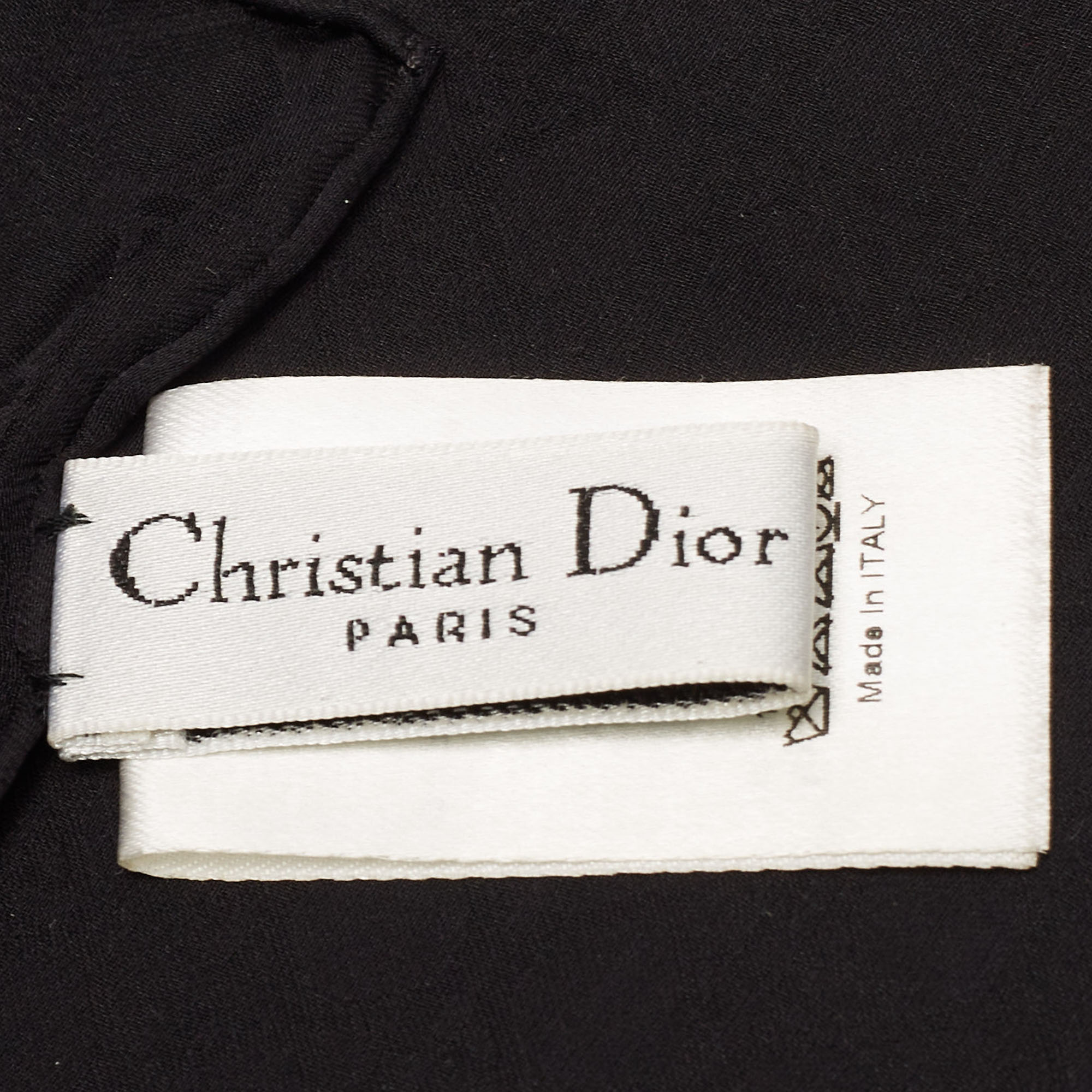Christian Dior Black Micro Cannage Silk Chiffon Stole
