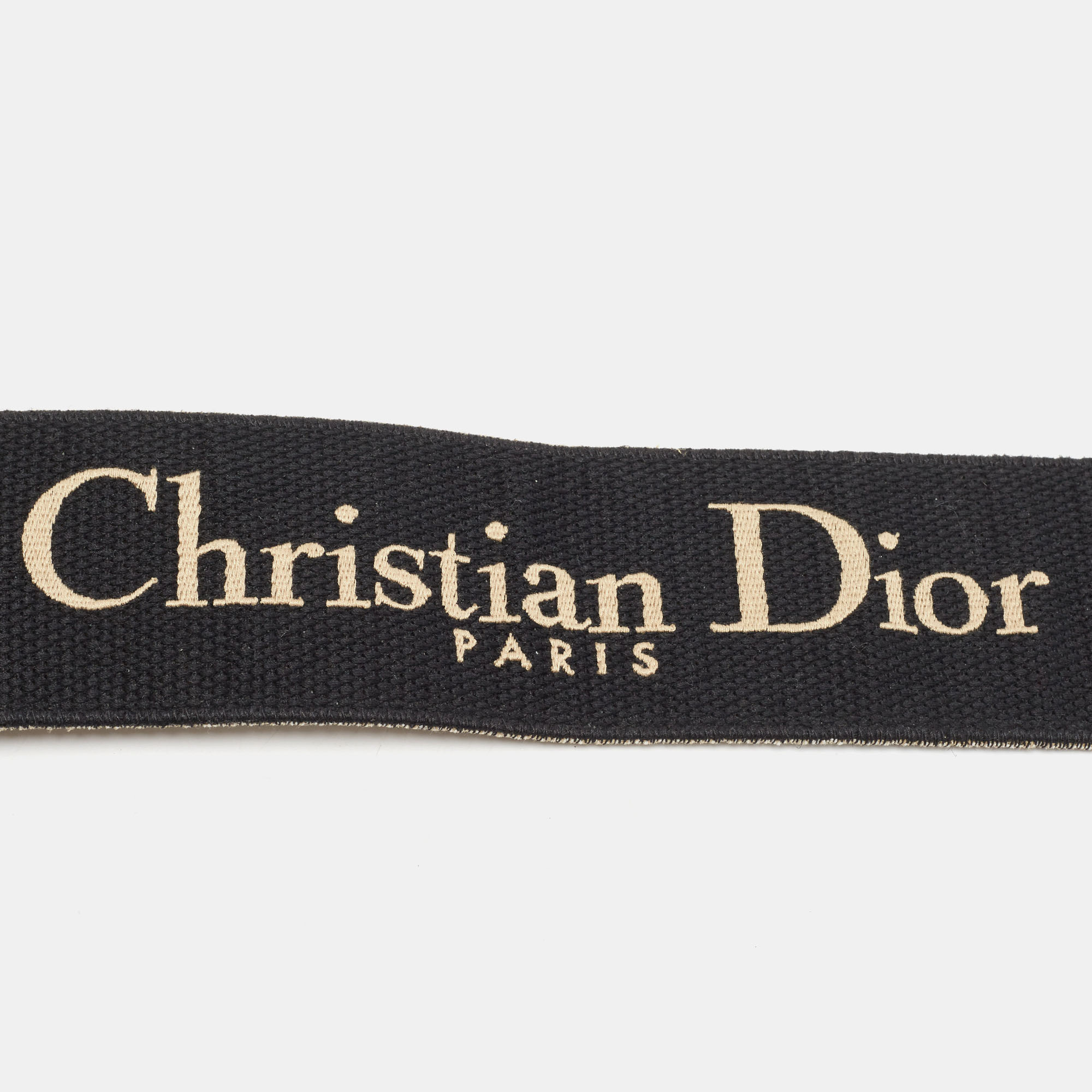 Dior Black/Off White Embroidered Canvas And Leather Shoulder Bag Strap