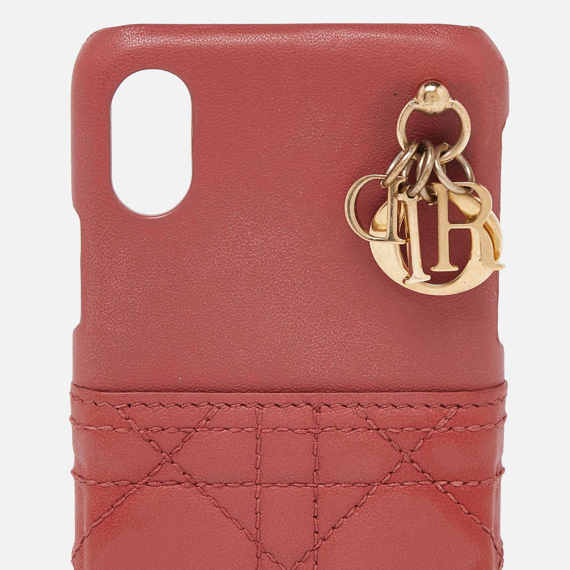 Dior Old Rose Cannage Leather Lady Dior IPhone X/XS Case