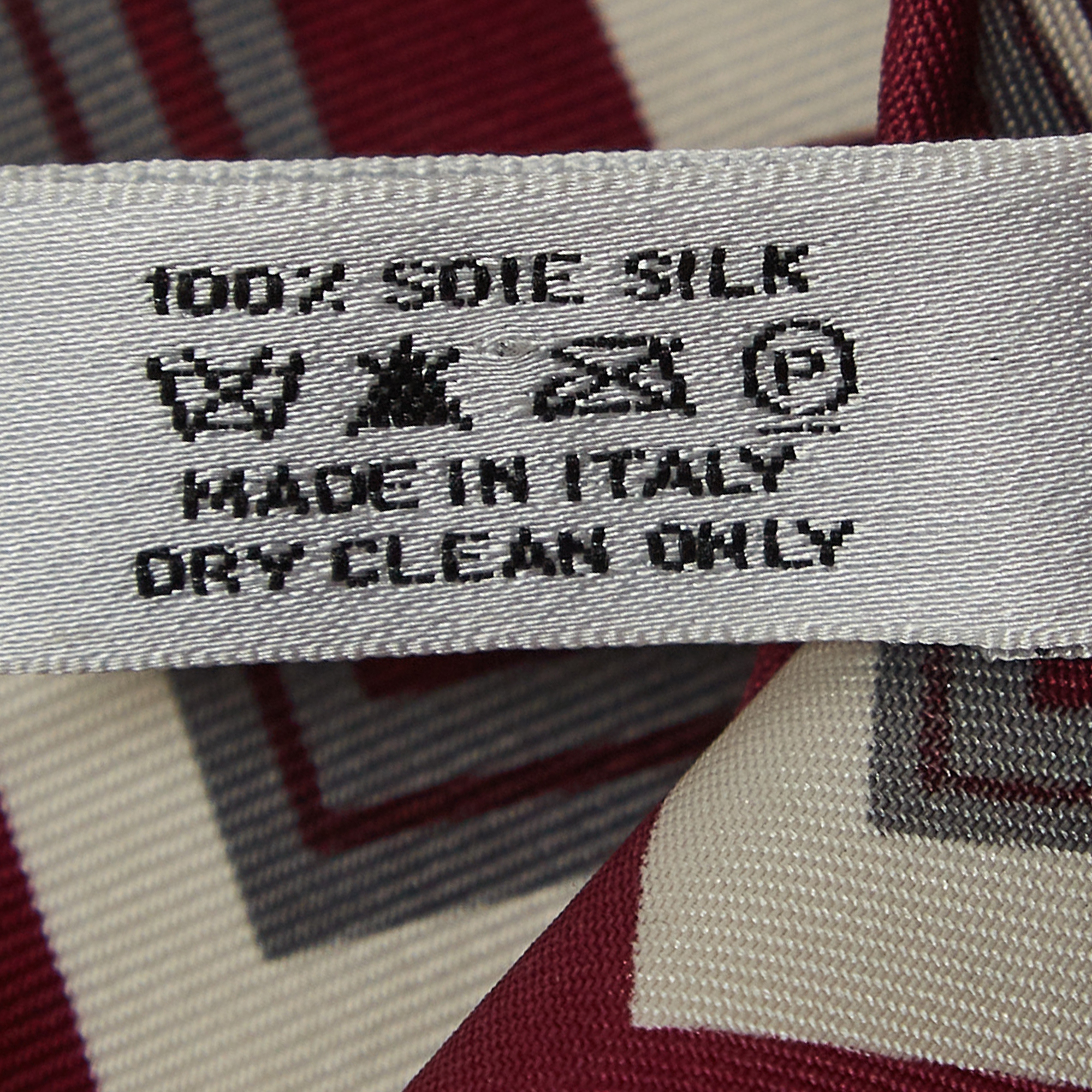 Dior Dark Burgundy Chevron Logo Print Silk Scarf