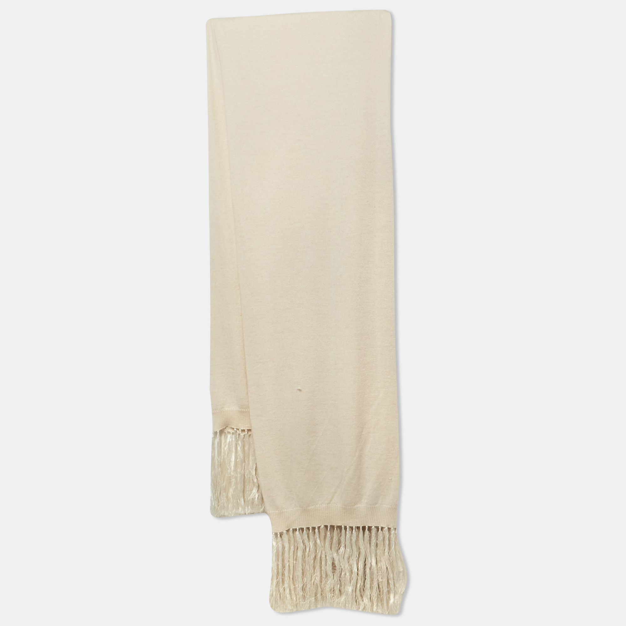 Dior cream cashmere fringe shawl