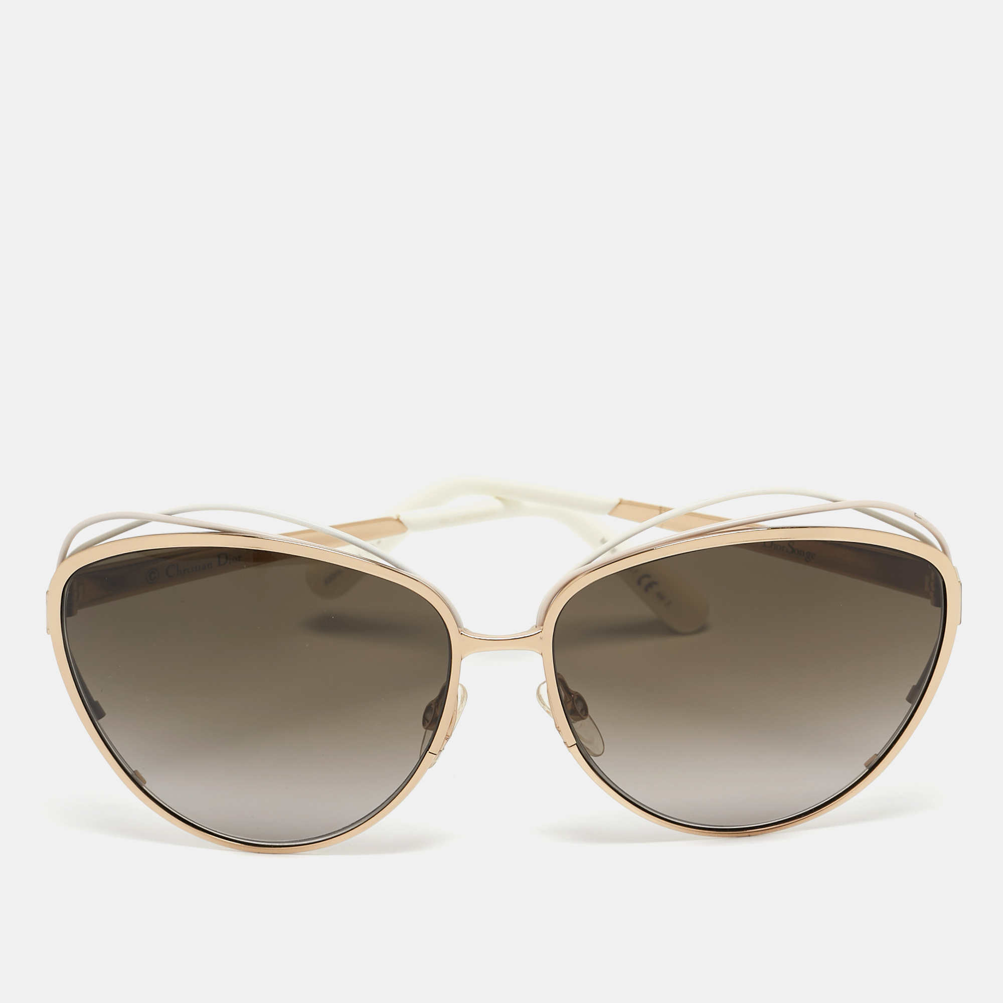 Dior white /gold jqoha aviator sunglasses