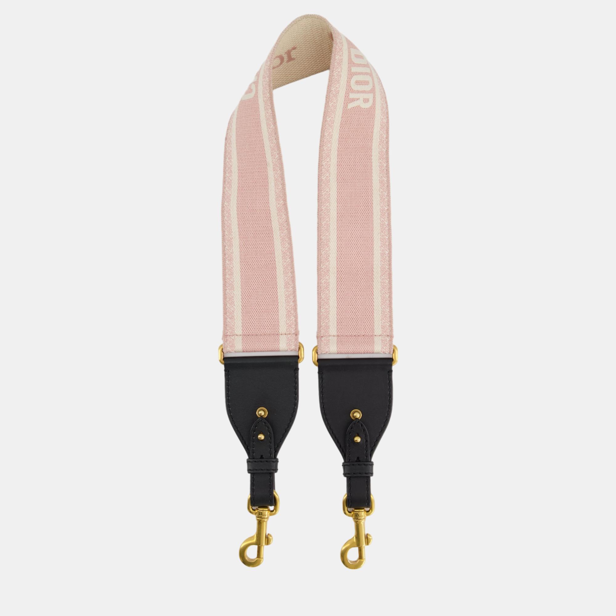 Christian Dior Pale Pink Guitar Bag Strap With Gold Hardware
