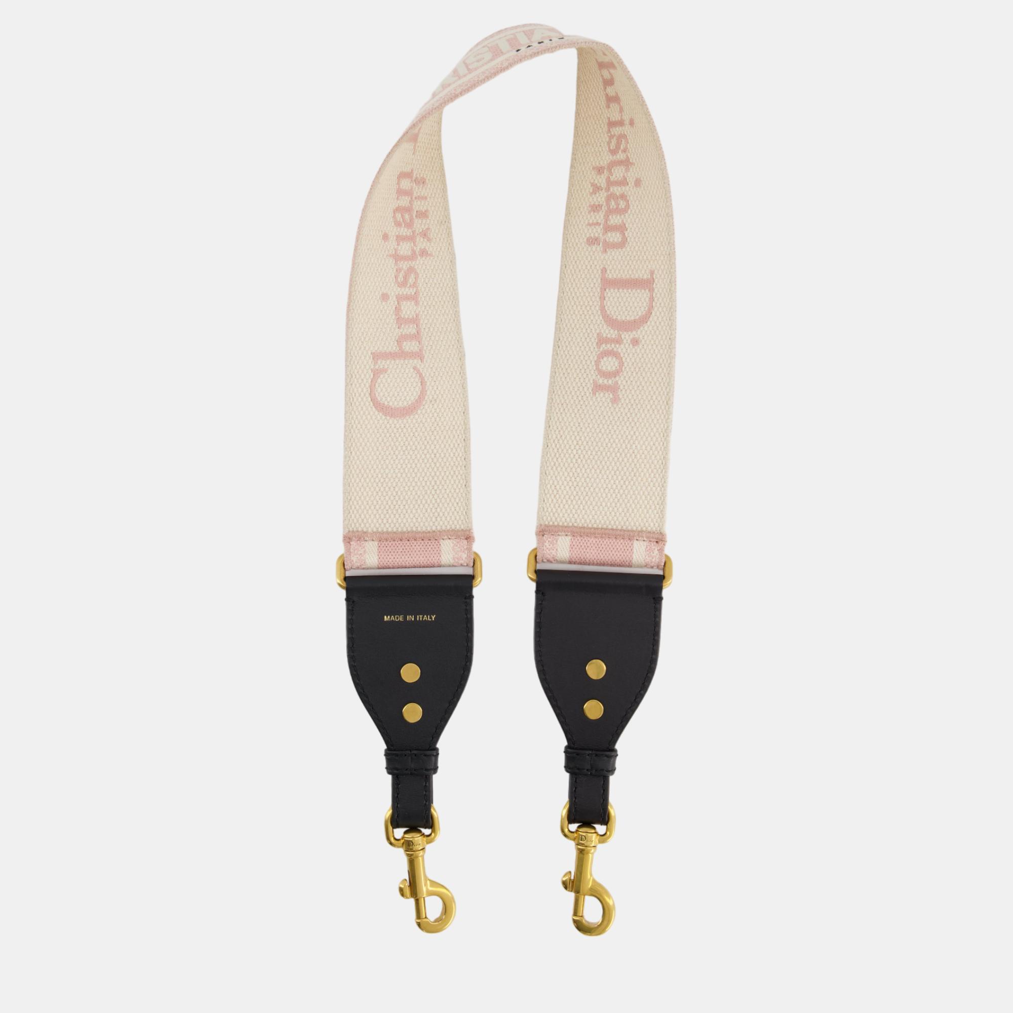 Christian Dior Pale Pink Guitar Bag Strap With Gold Hardware