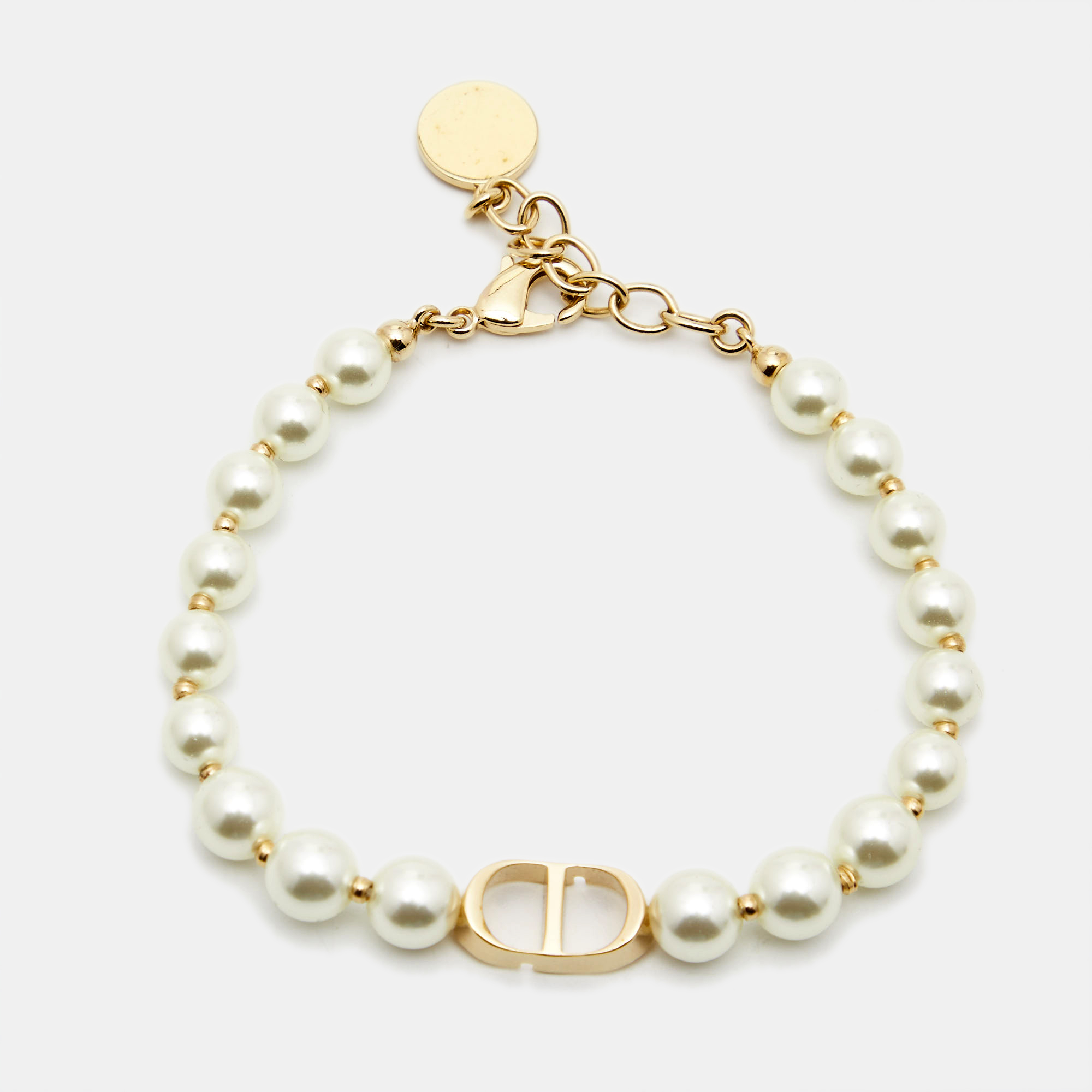 Dior CD  30 Montaigne Faux Pearl Gold Tone Bracelet