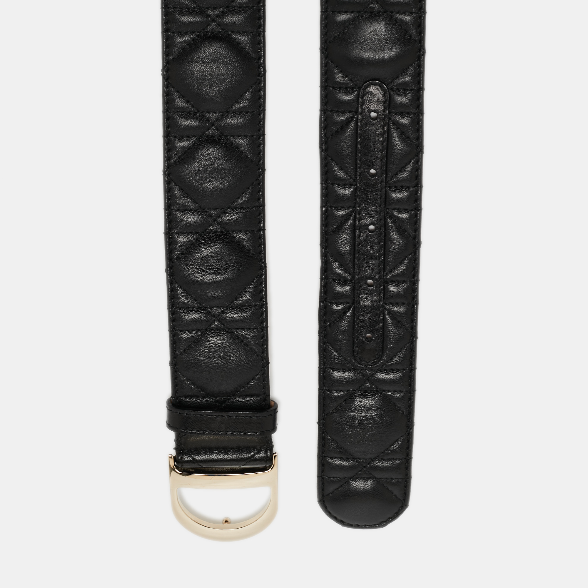 Dior Black Cannage Leather D Buckle Belt 90 CM