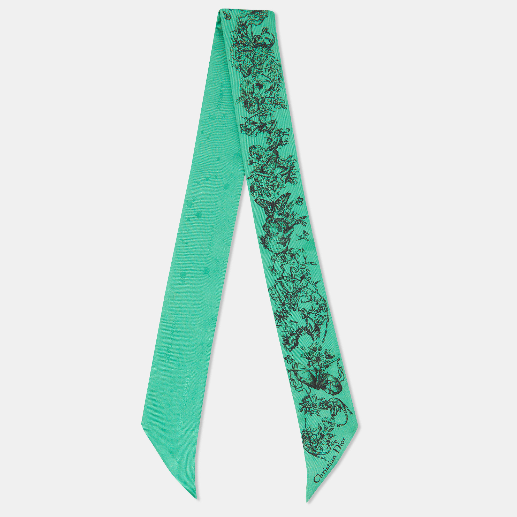 Dior green toile de jouy zodiac silk mitzah scarf