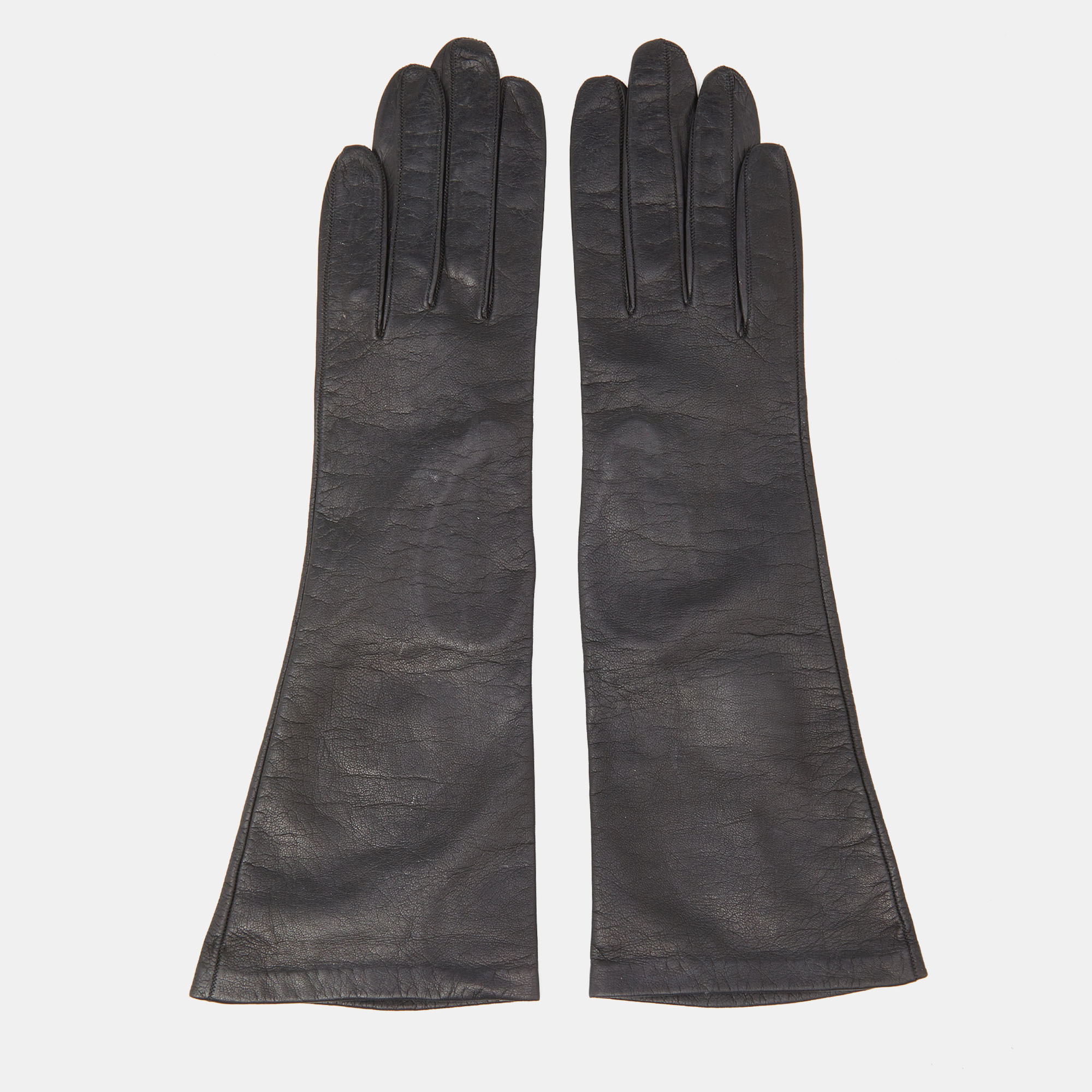 Christian dior vintage chevreau black leather gloves size 6