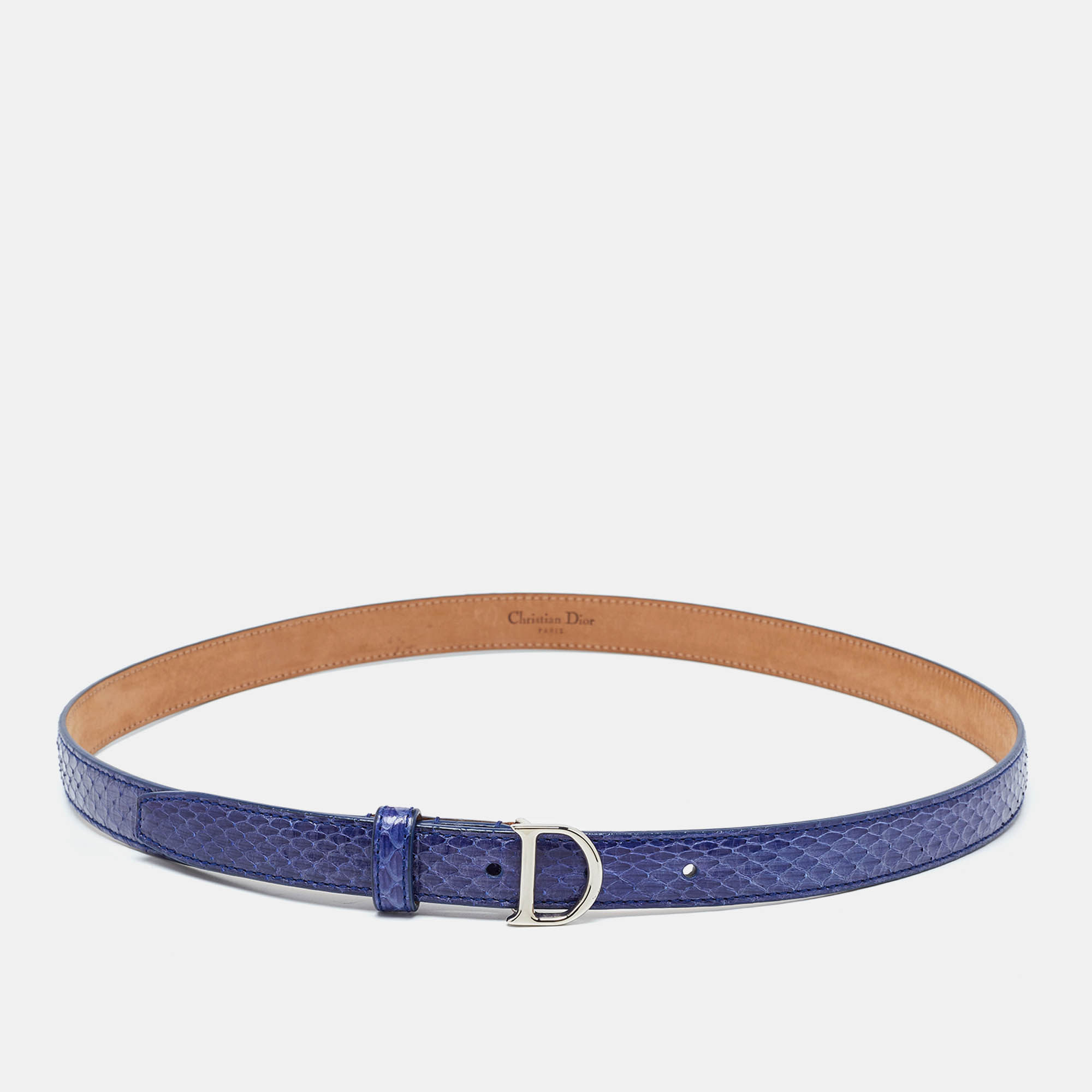 Dior blue python waist tiny belt 85cm