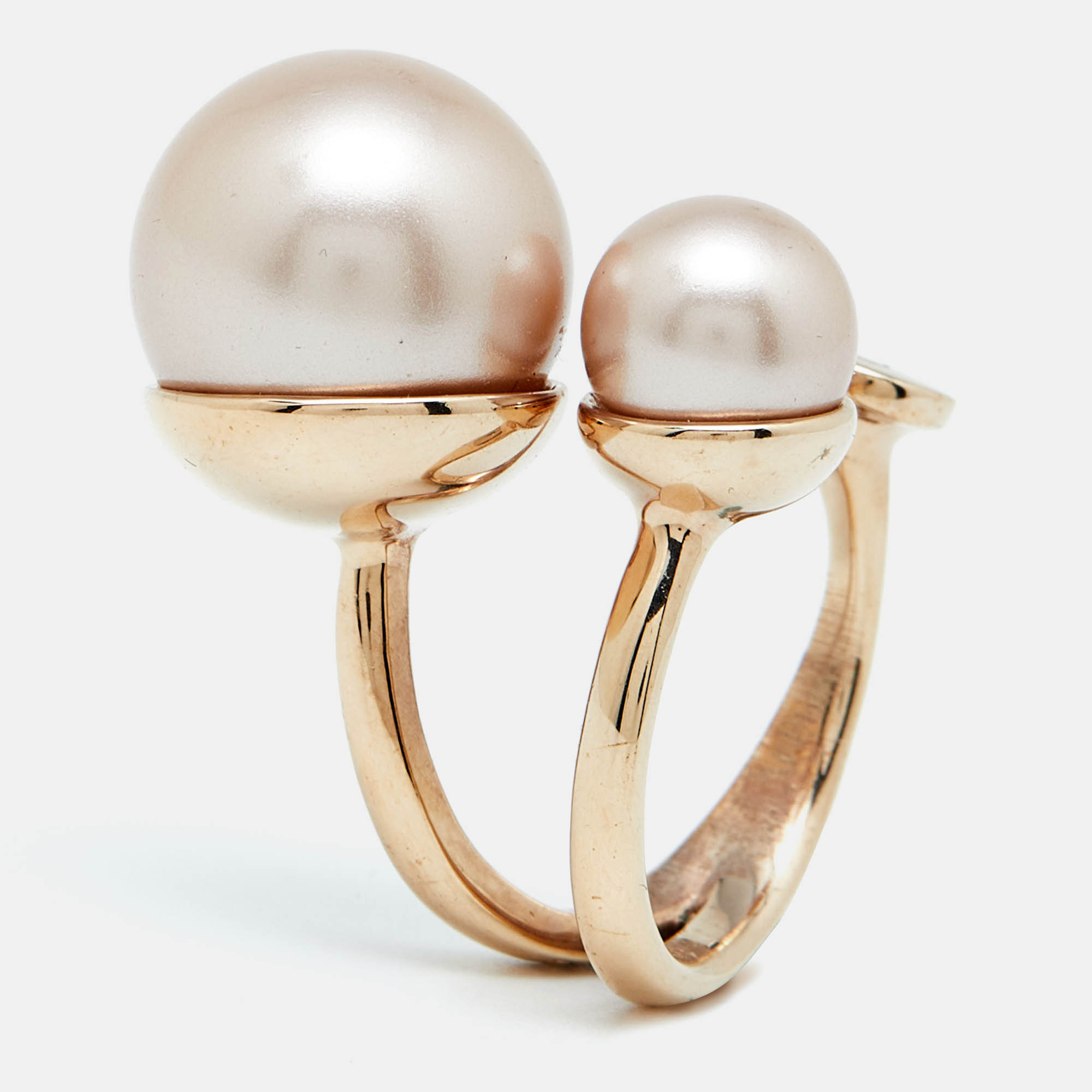 Dior ultradior faux pearl gold tone cocktail ring size 56