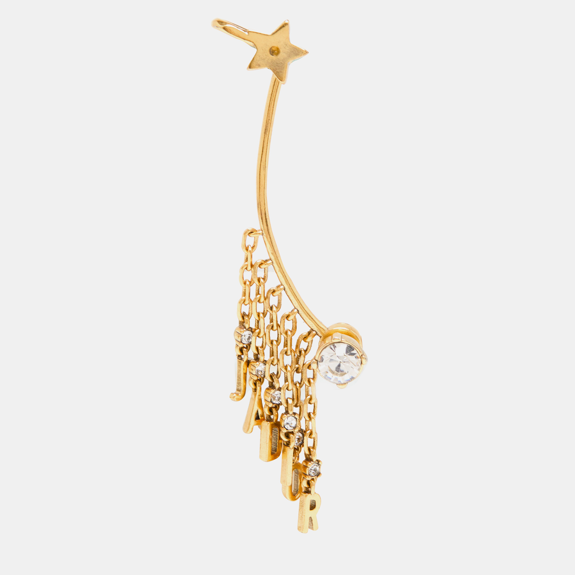 Dior jadior crystals gold tone single cuff earrings