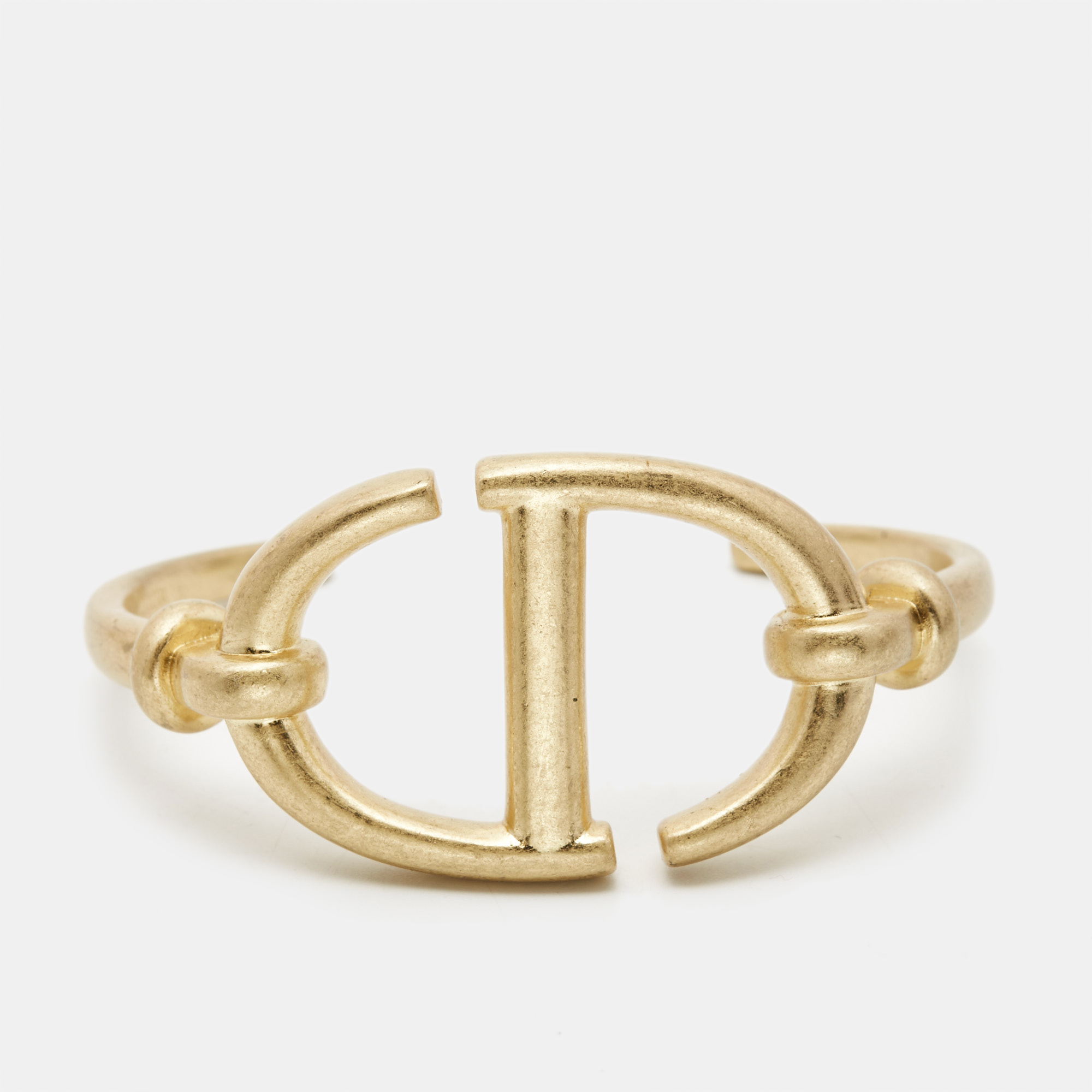 Dior cd navy logo gold tone cuff bracelet