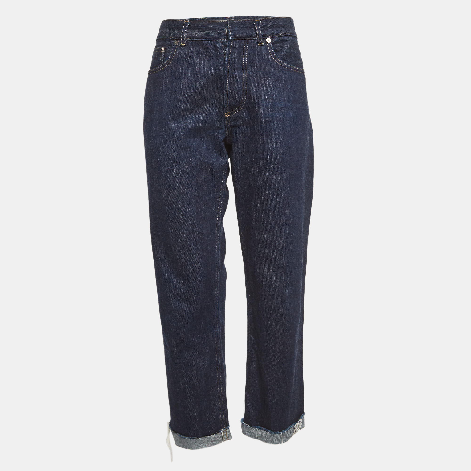 Christian dior navy blue raw edge denim jeans m waist 34"