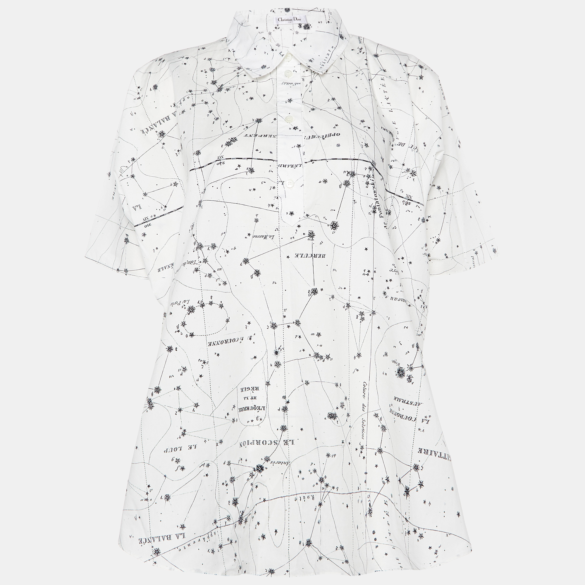 Dior white constellation print cotton tunic top m