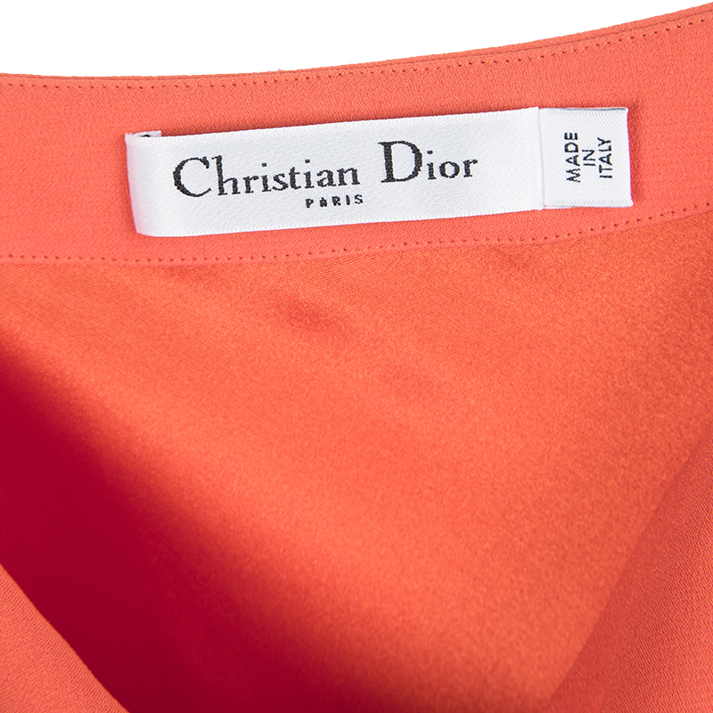 Dior Orange Silk Cowl Neck Sleeveless Dress M
