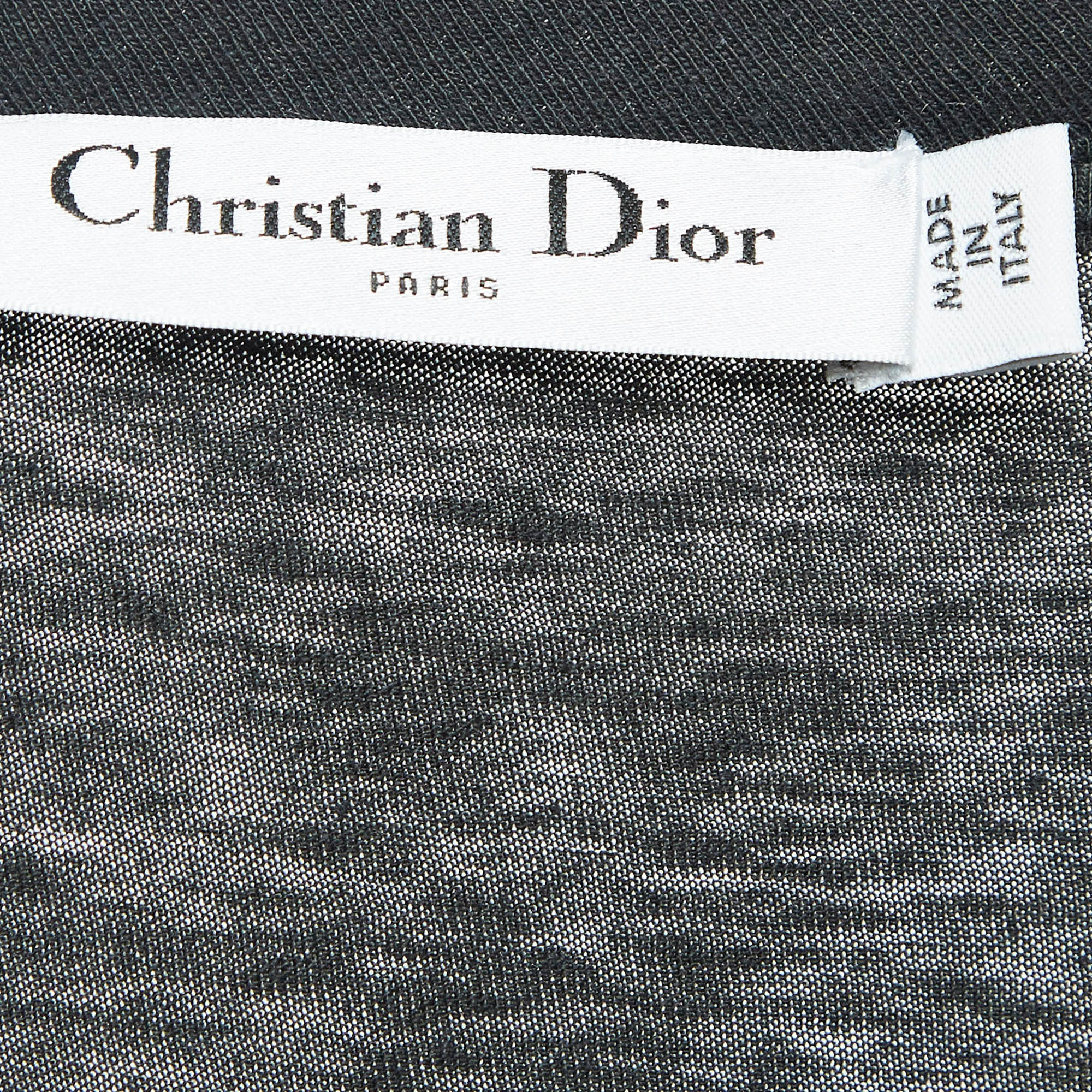 Dior Dark Grey Printed Cotton Jersey T-Shirt XS