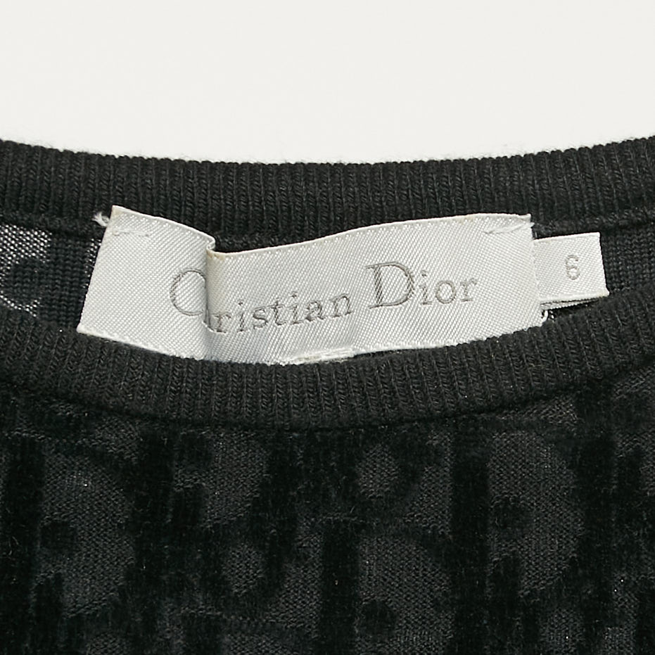 Christian Dior Black Oblique Embossed Cotton Jumper S