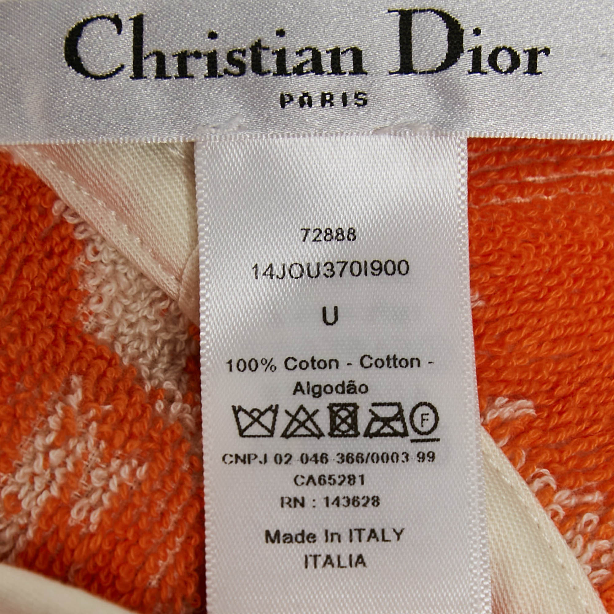 Dior White/Orange Toile De Jouy Terry Cotton Hooded Poncho One-Size