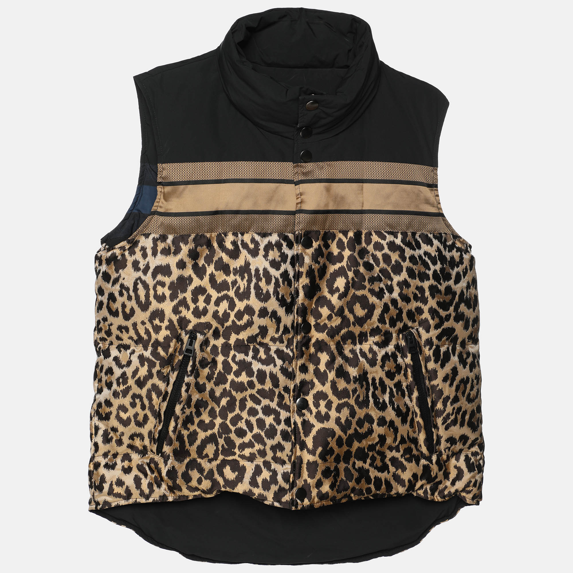 Dior Multicolor Leopard Print Polyester Sleeveless Reversible Jacket L