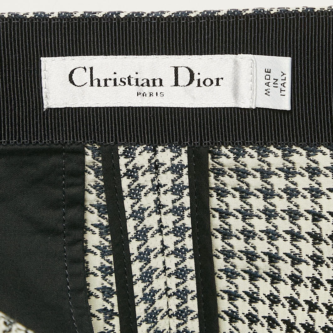 Christian Dior Blue/White Cotton Blend Micro-Houndstooth Skort M