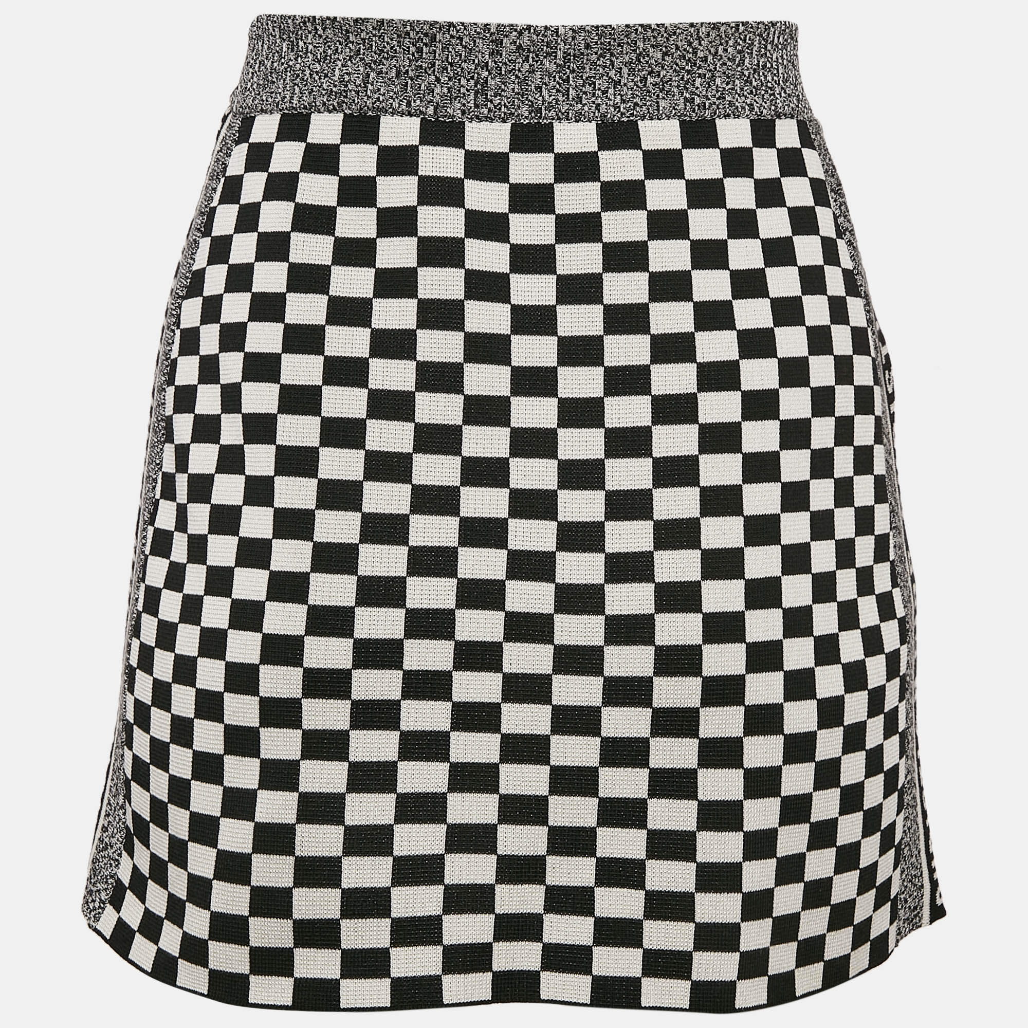 Christian Dior Checkboard Stretch Knit Mini Skirt S