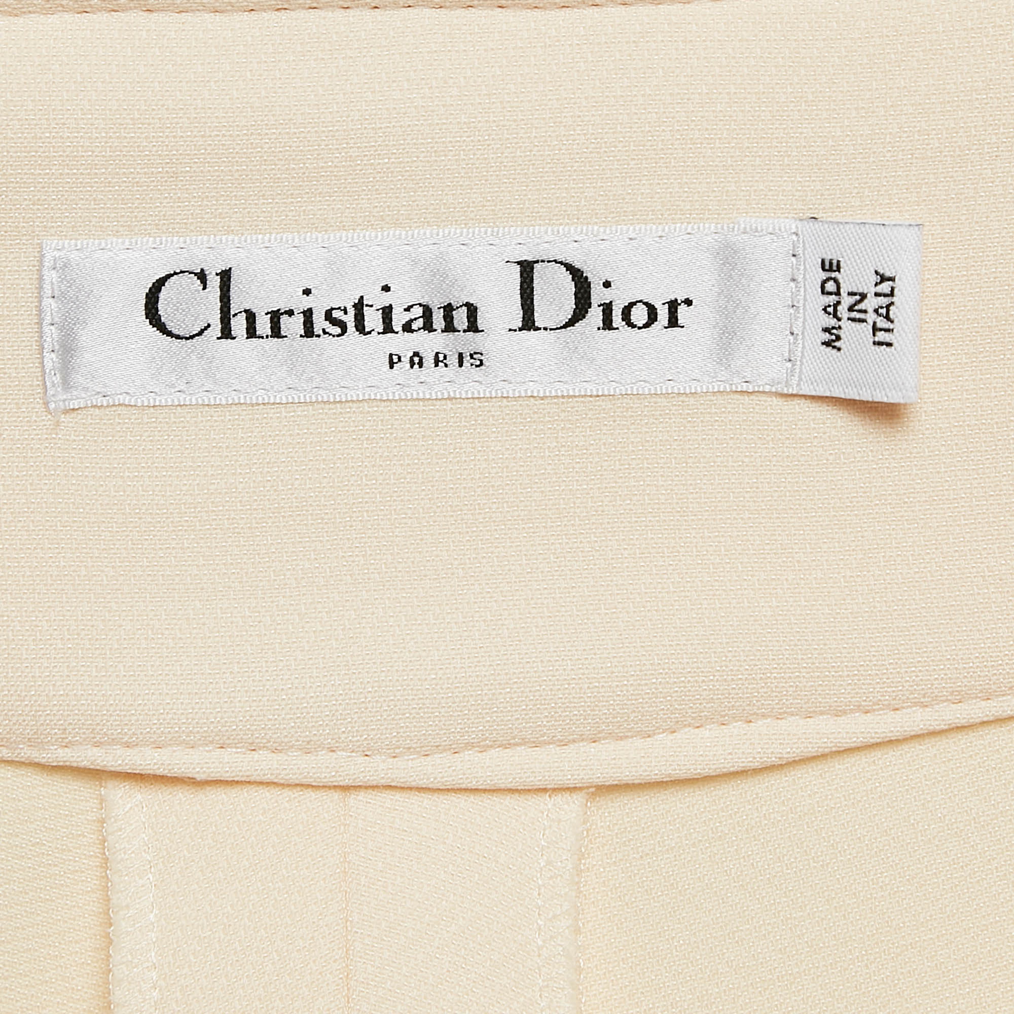 Christian Dior Cream Wool Blend Pleated Shorts S