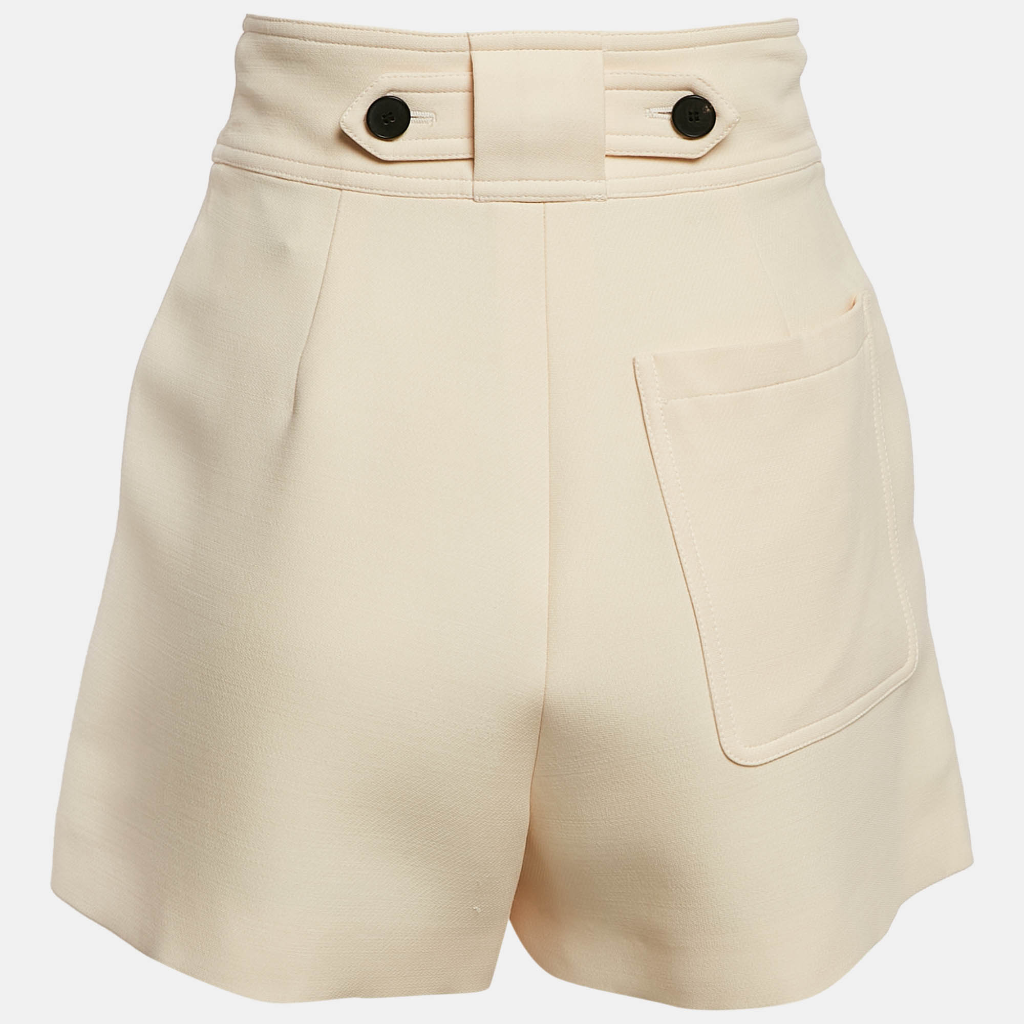 Christian Dior Cream Wool Blend Pleated Shorts S