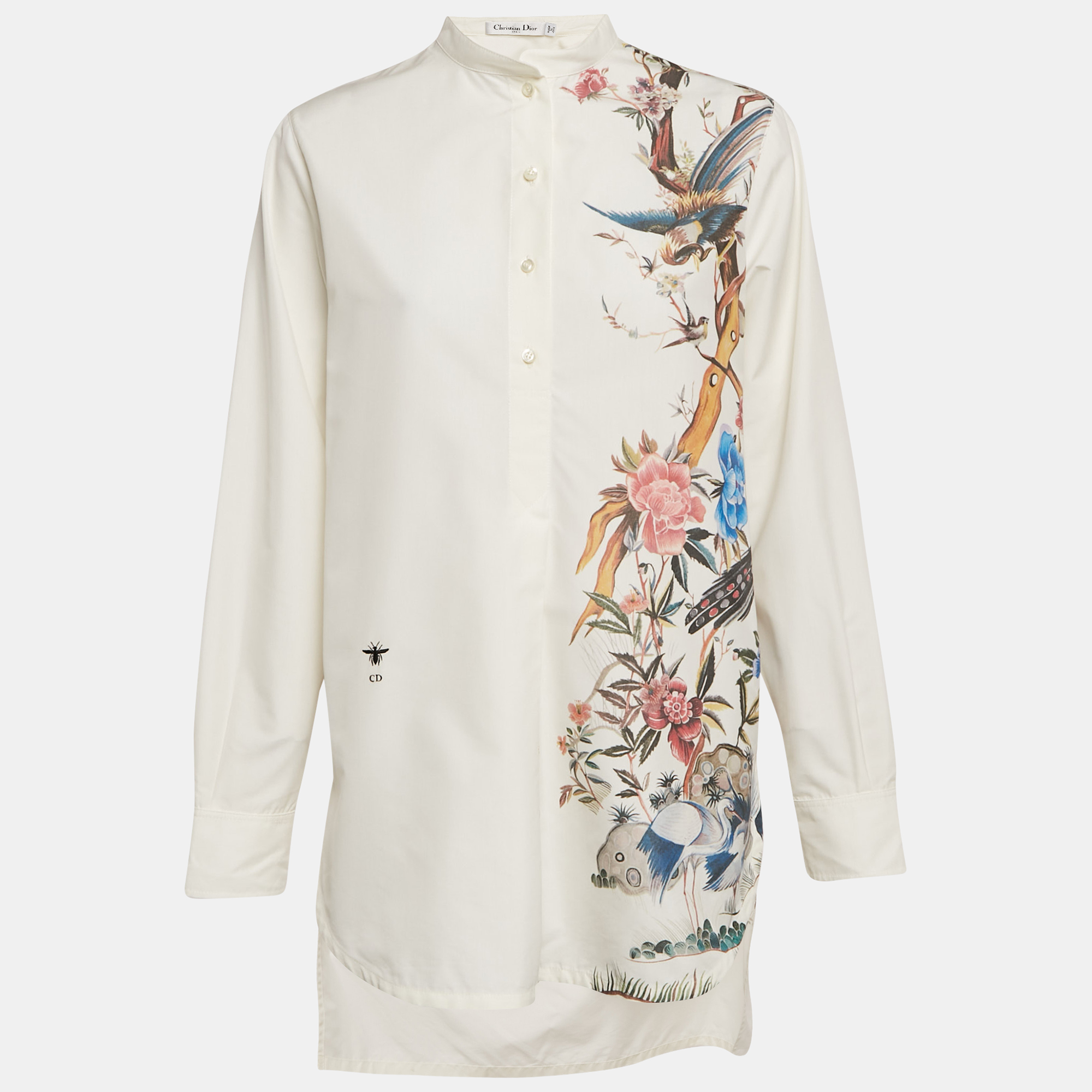 Christian Dior Off White Floral Print Cotton Pleated Shirt Dress S
Christian Dior Off White Floral Print Cotton Pleated Shirt Dress S