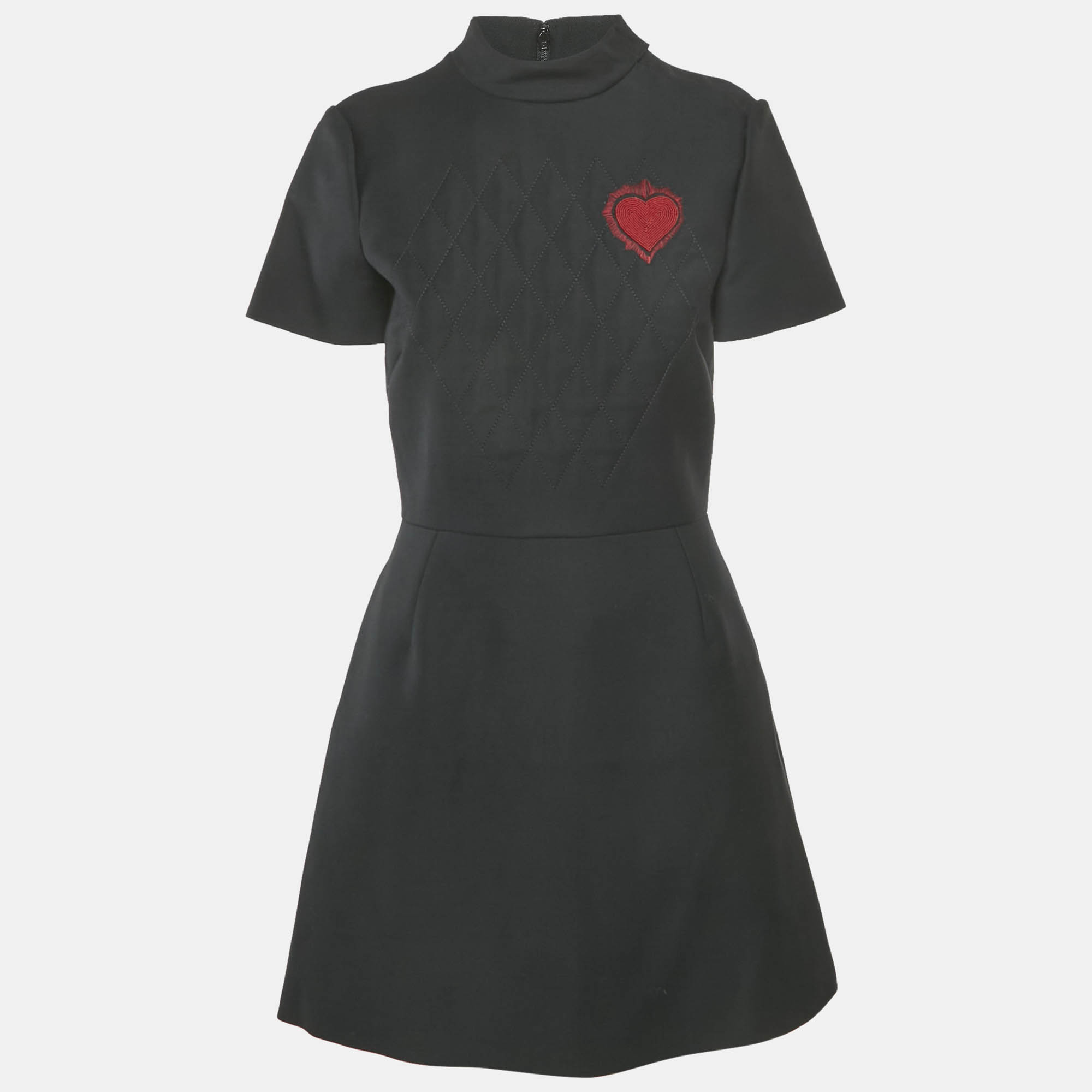 Christian Dior Black Heart Applique Wool Quilted Detail Short Dress M
Christian Dior Black Heart Applique Wool Quilted Detail Short Dress M