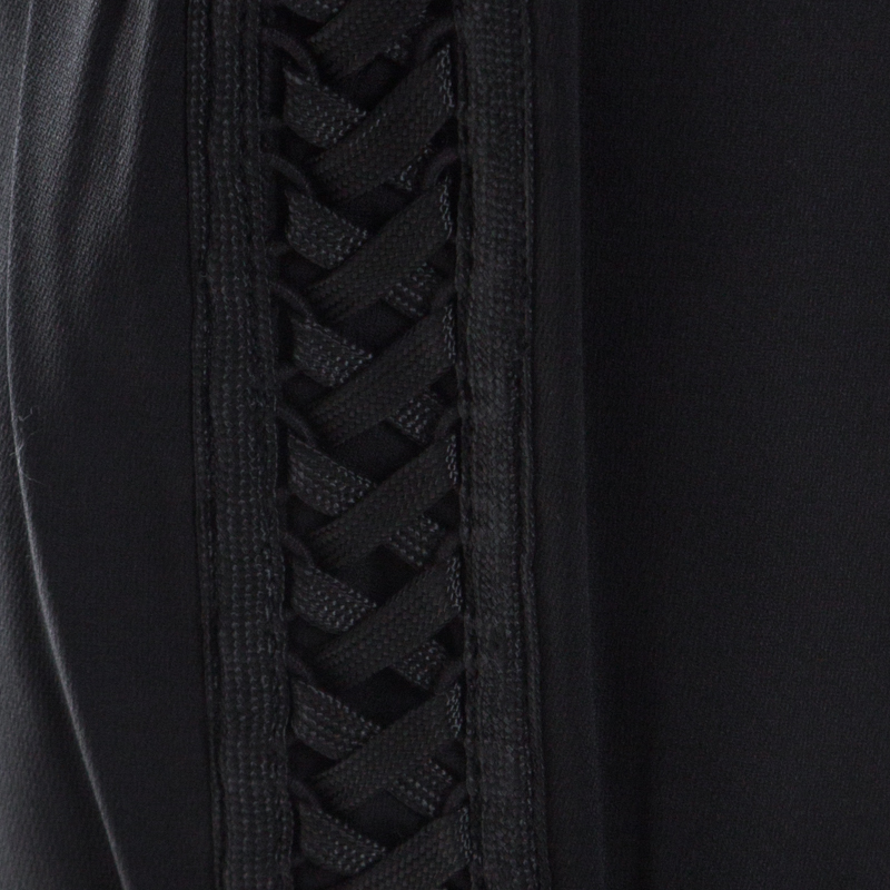 Dior Black Wool Braided Trim Flared Trousers L