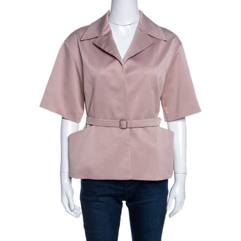 Image of Christian Dior Blush Pink Silk Belted Top M