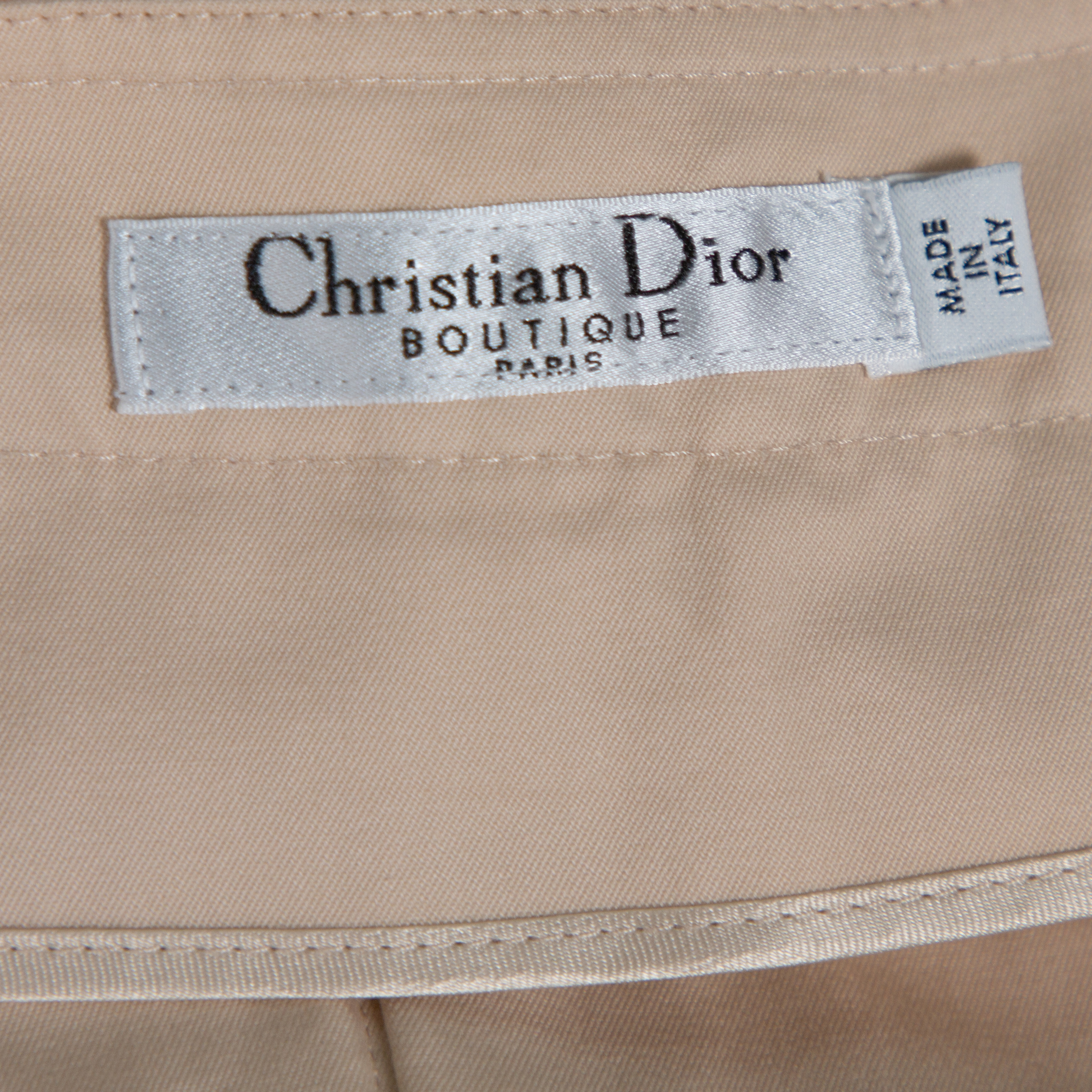 Dior Boutique Beige Cotton Cuffed Hem Pants S