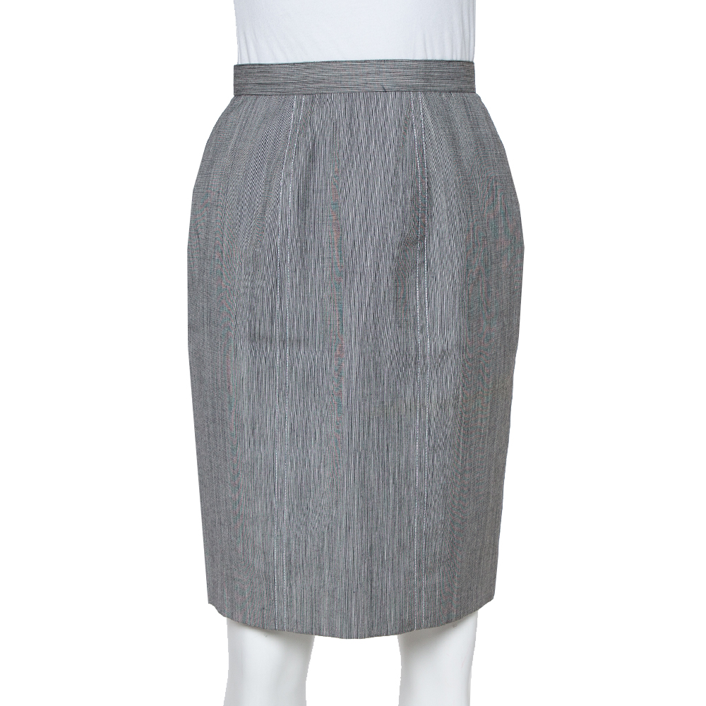Christian Dior Grey Wool High Waist Pencil Skirt M