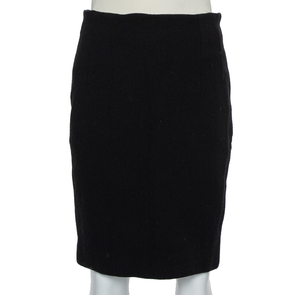 Christian Dior Black Wool Mini Skirt L