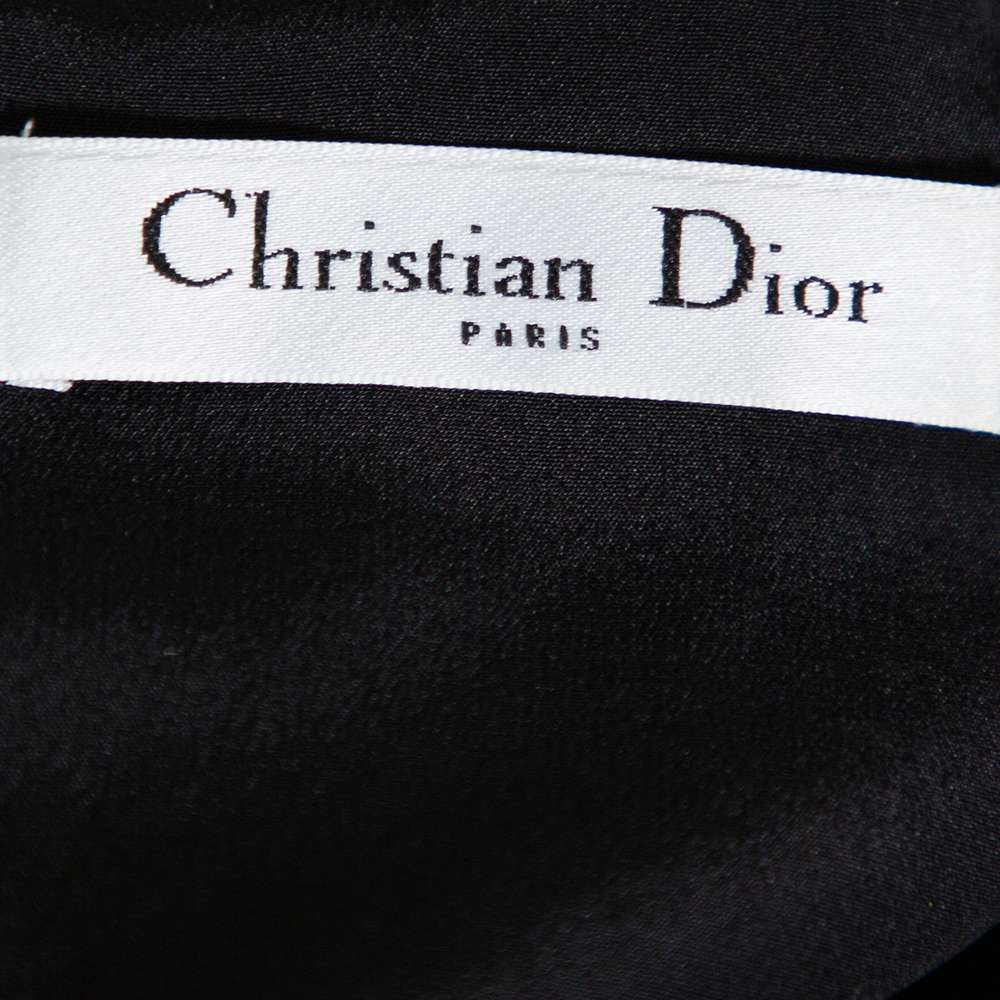 Christian Dior Black & Pink Jacquard Sleeveless Top M